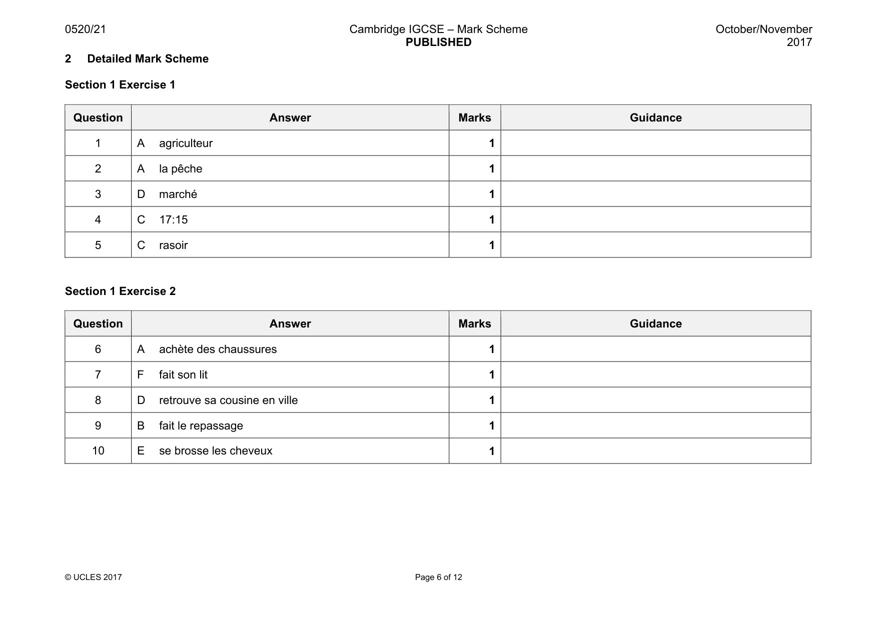 Mark scheme, page 6 of 12