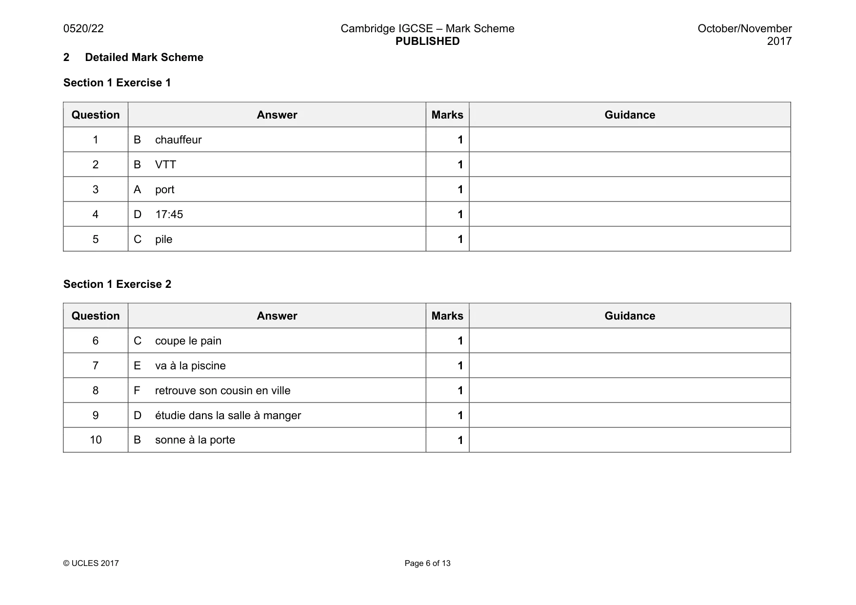 Mark scheme, page 6 of 13