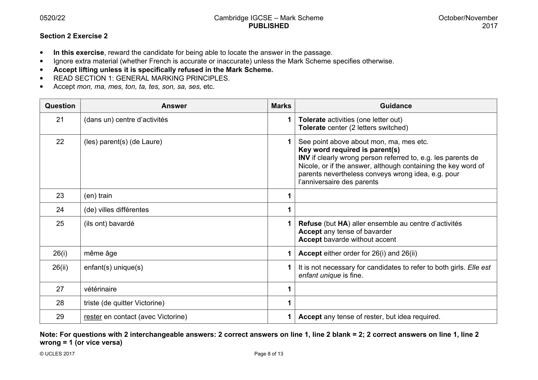 Mark scheme, page 8 of 13