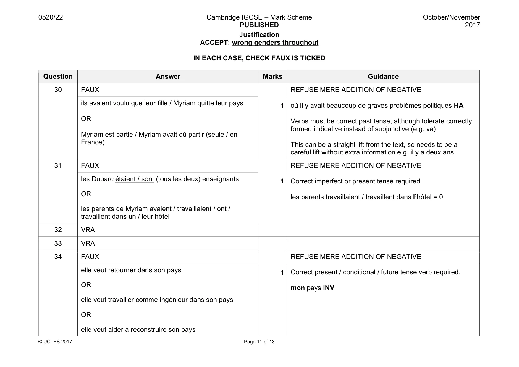 Mark scheme, page 11 of 13