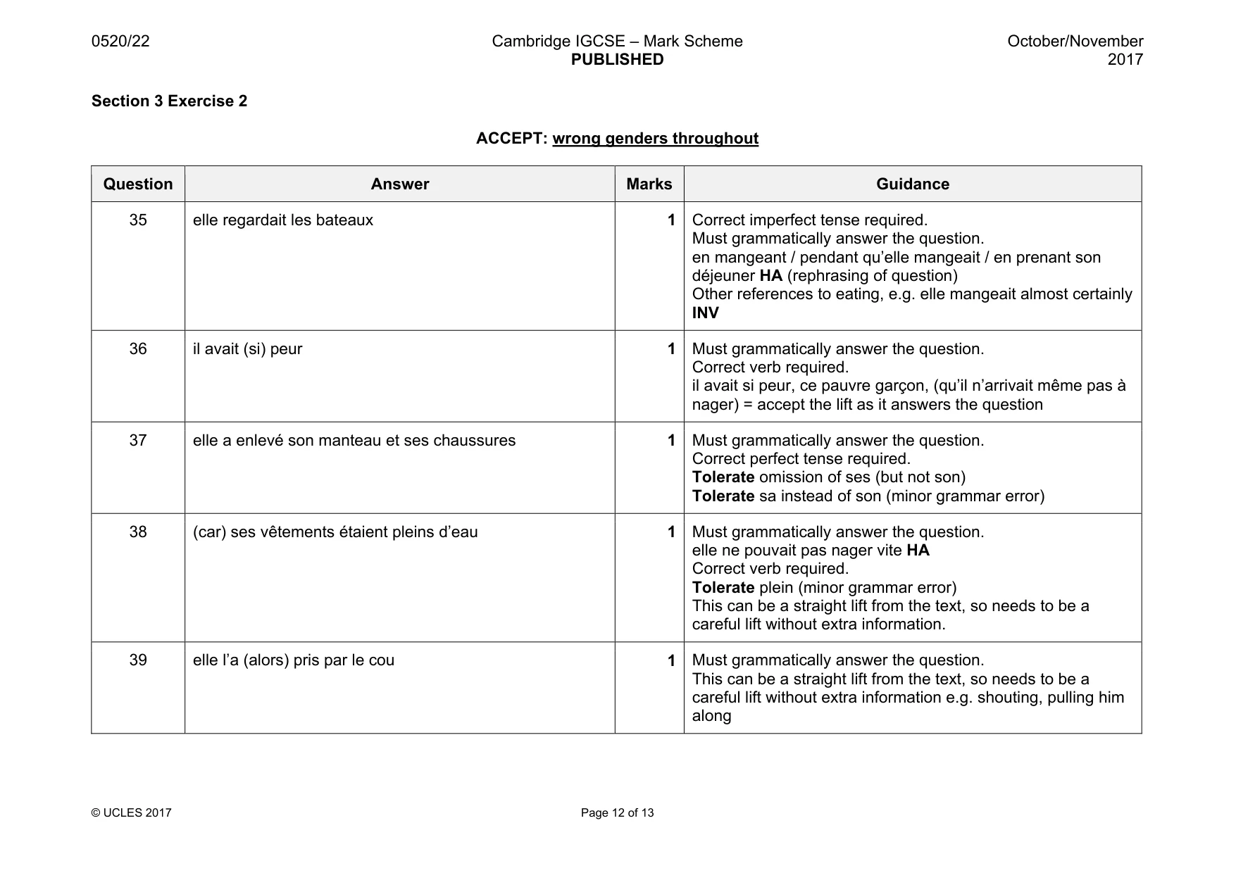 Mark scheme, page 12 of 13