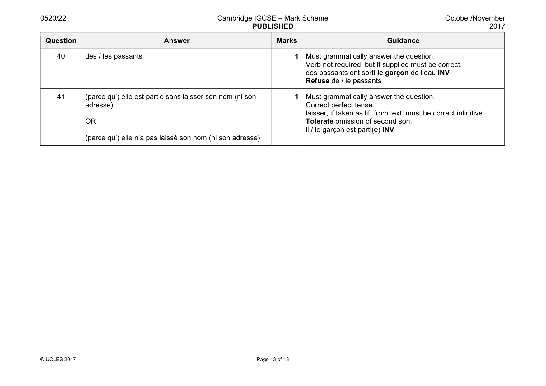 Mark scheme, page 13 of 13