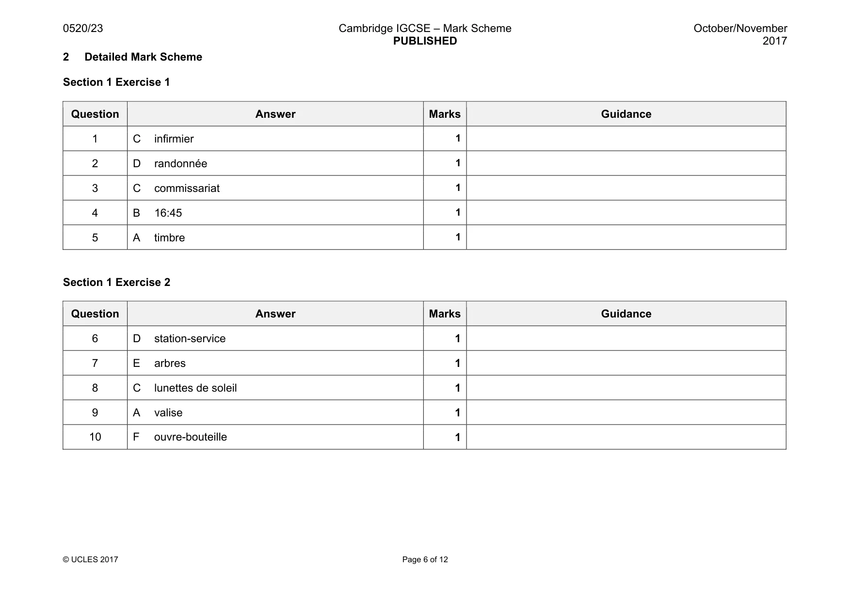 Mark scheme, page 6 of 12