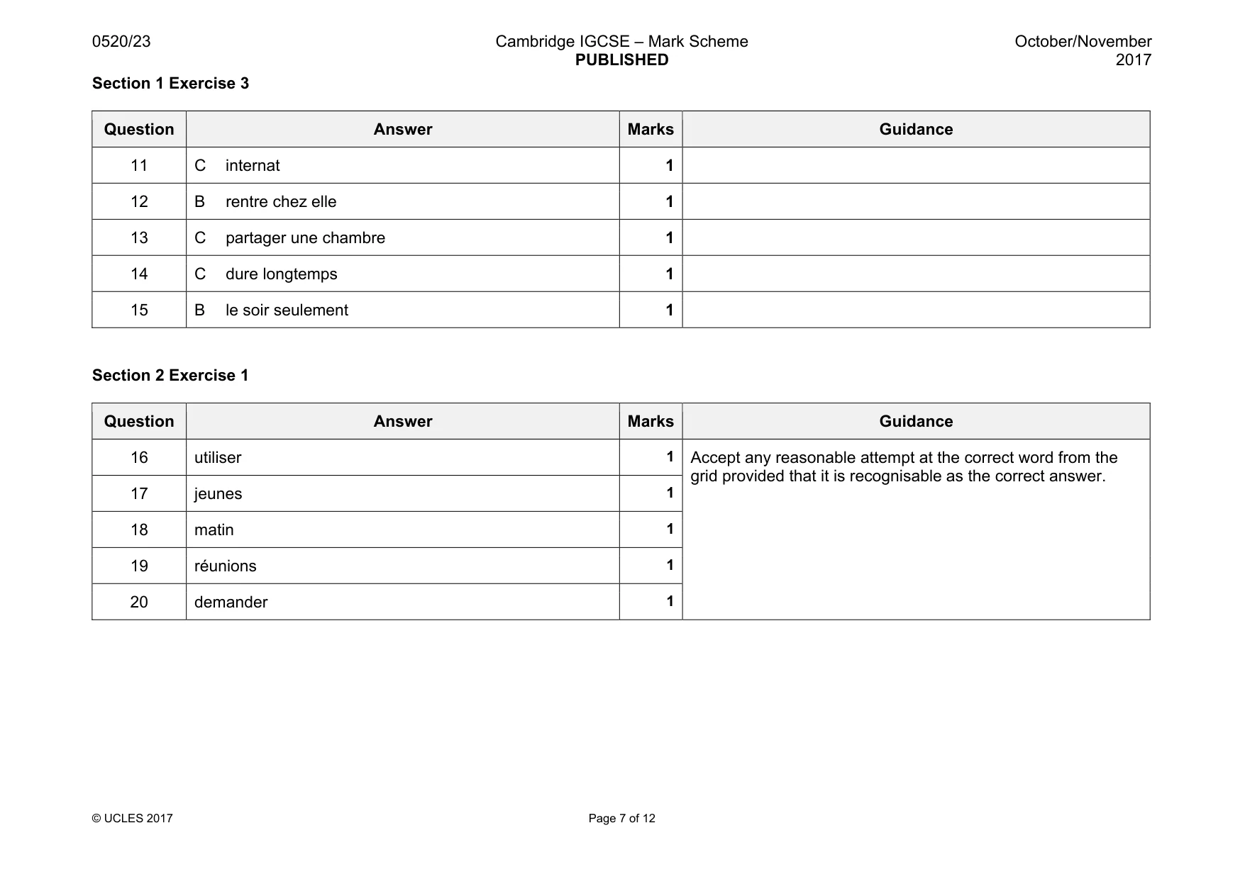 Mark scheme, page 7 of 12