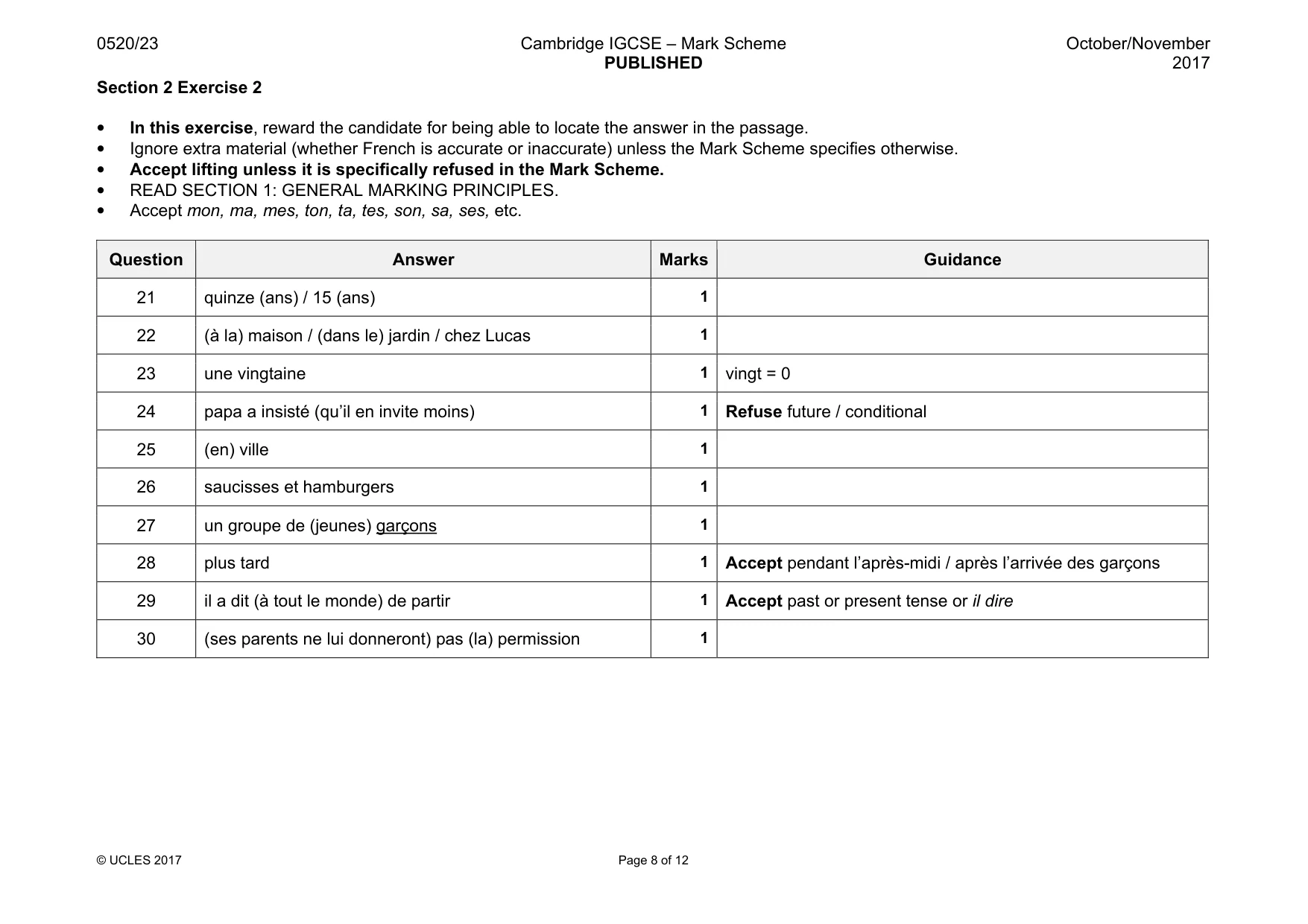 Mark scheme, page 8 of 12
