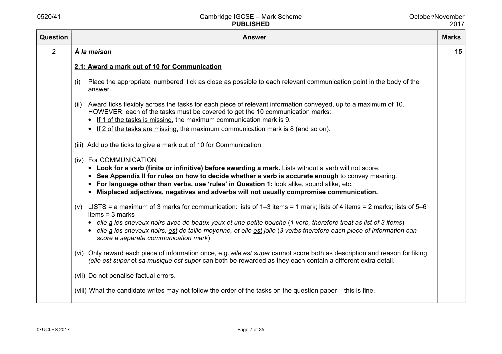 Mark scheme, page 7 of 35