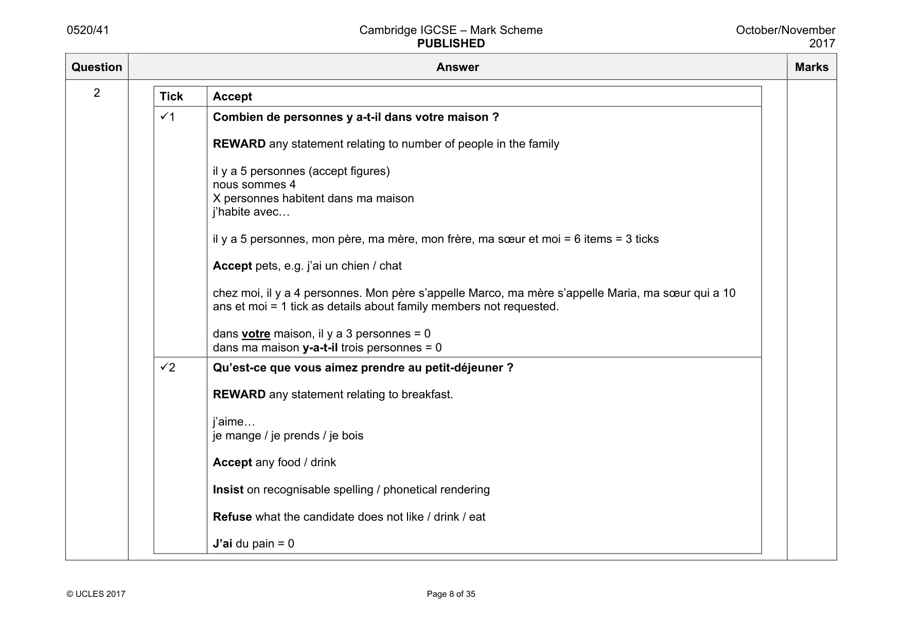 Mark scheme, page 8 of 35