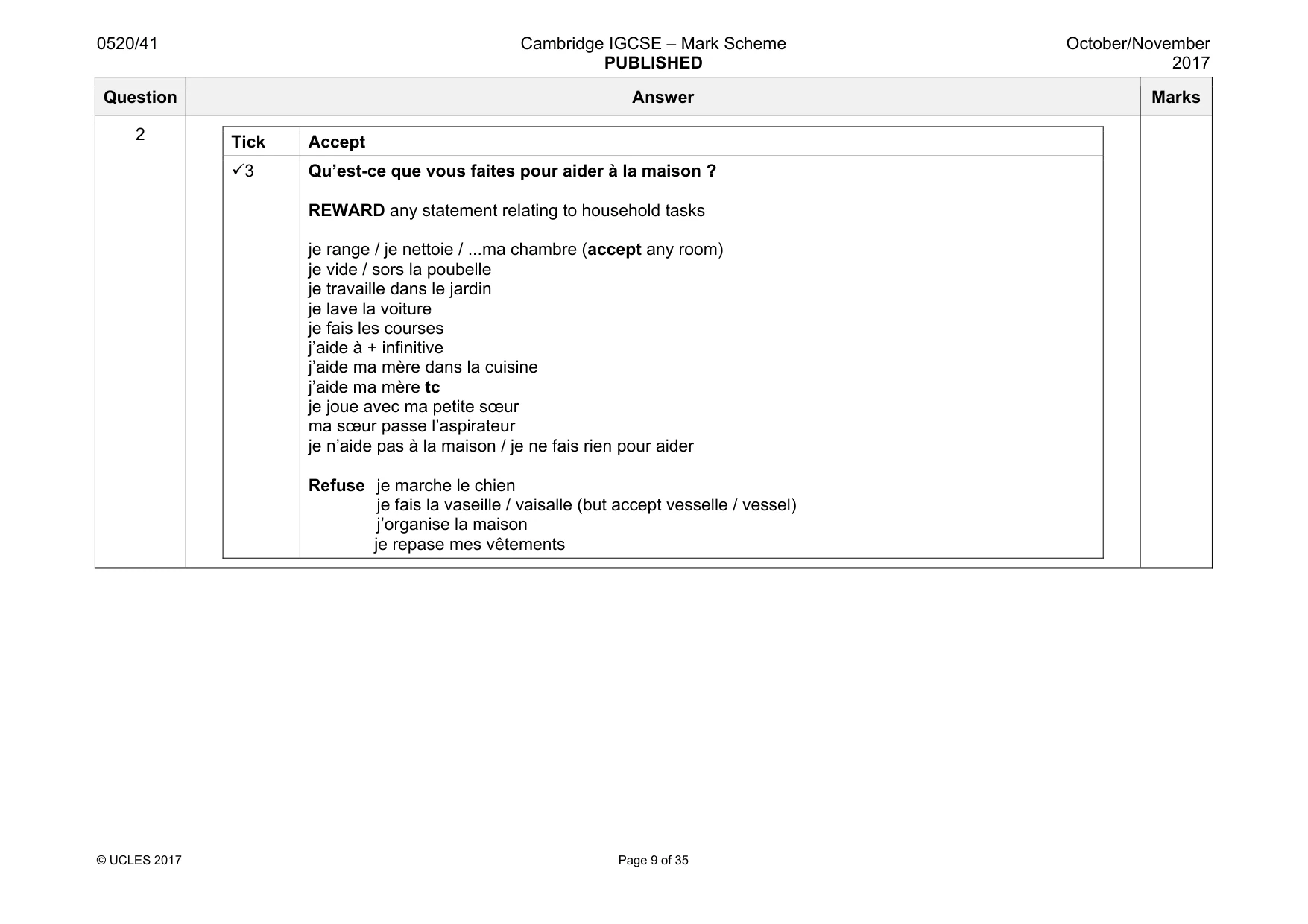 Mark scheme, page 9 of 35
