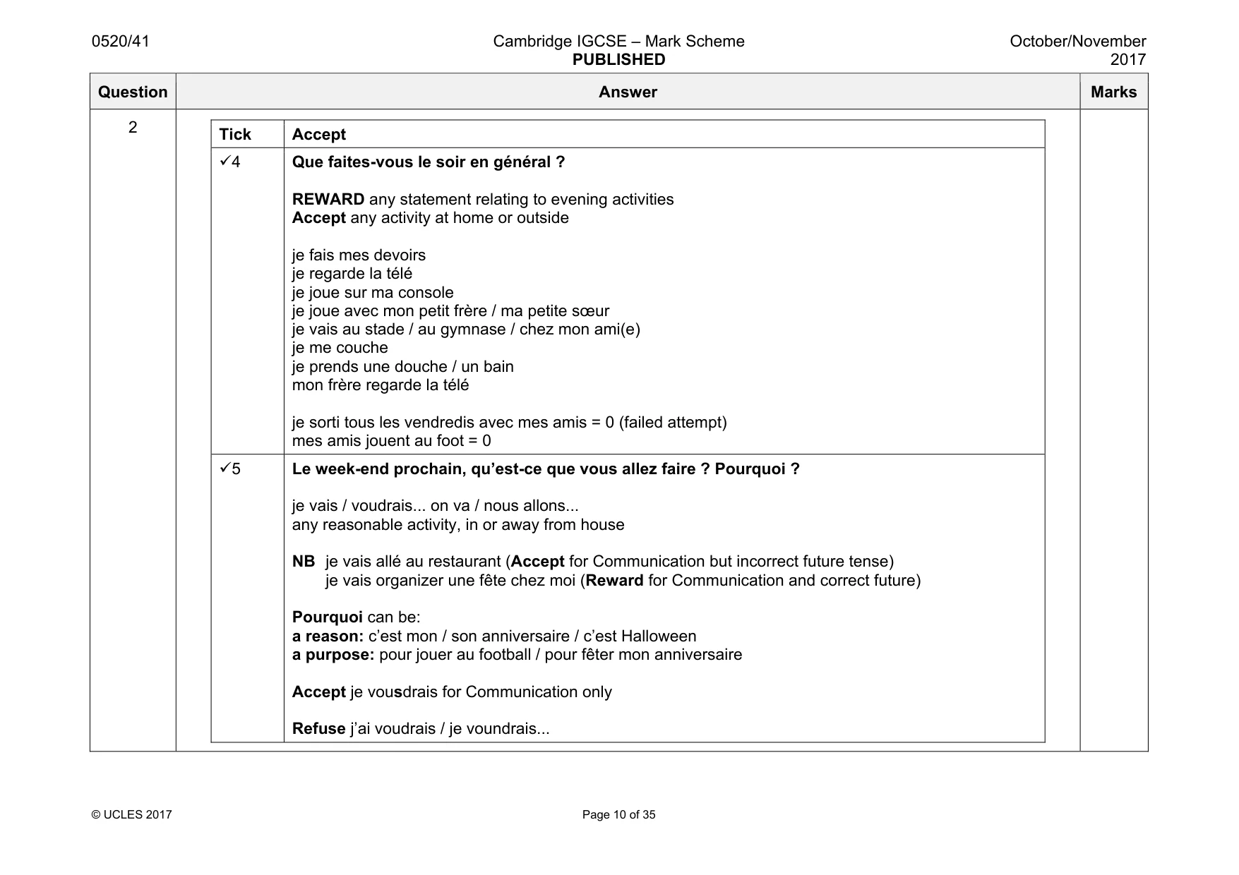 Mark scheme, page 10 of 35
