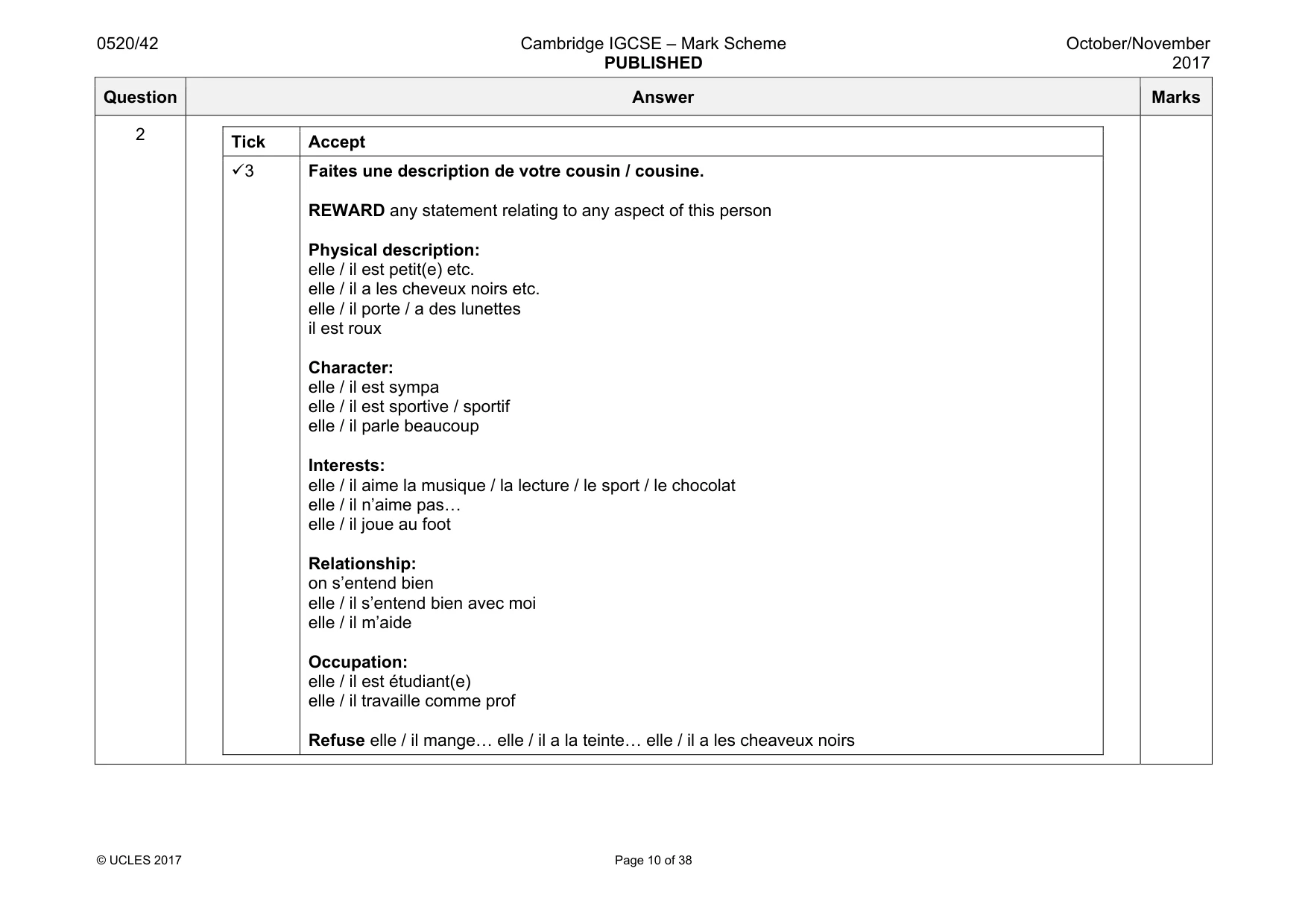 Mark scheme, page 10 of 38