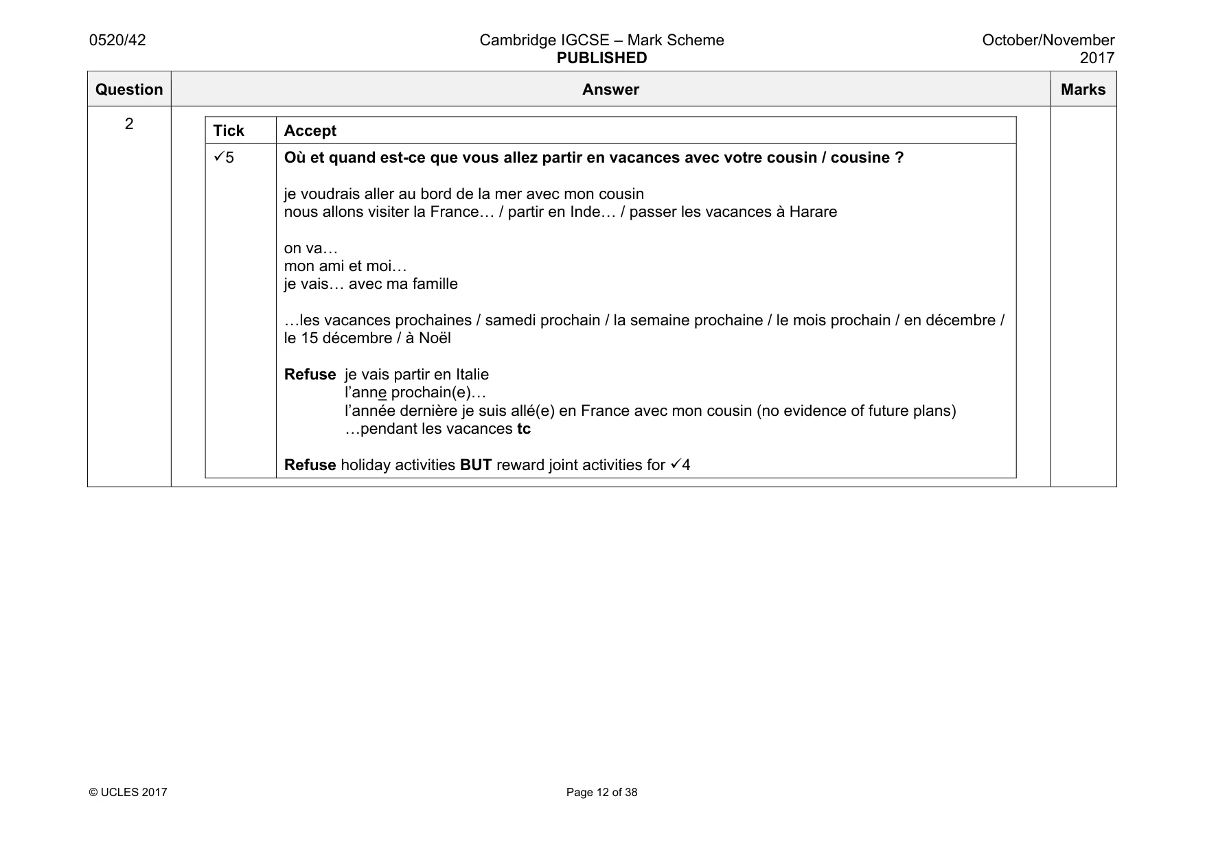 Mark scheme, page 12 of 38
