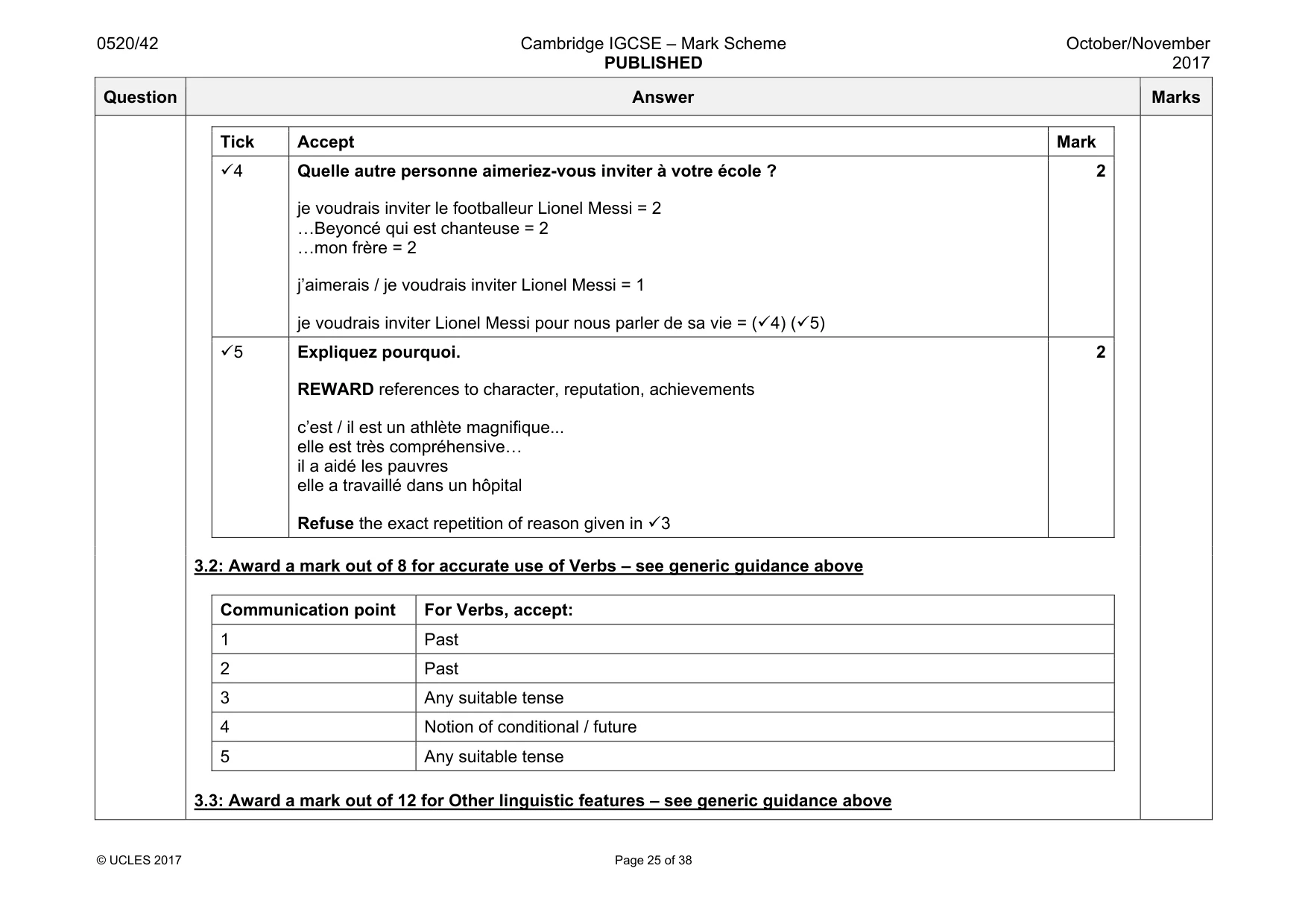 Mark scheme, page 25 of 38