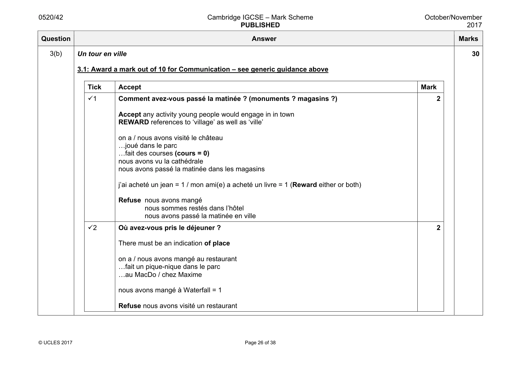 Mark scheme, page 26 of 38