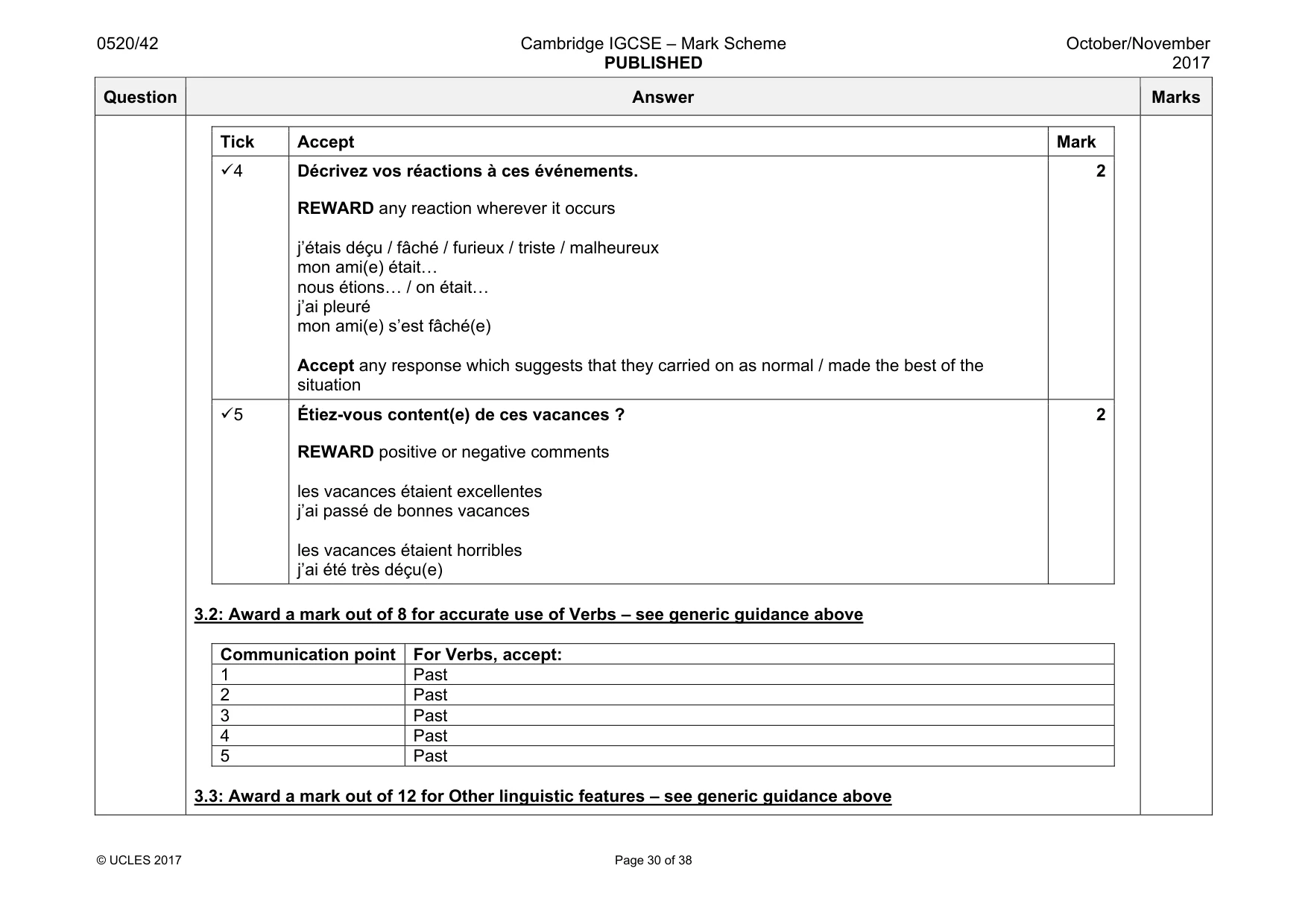 Mark scheme, page 30 of 38