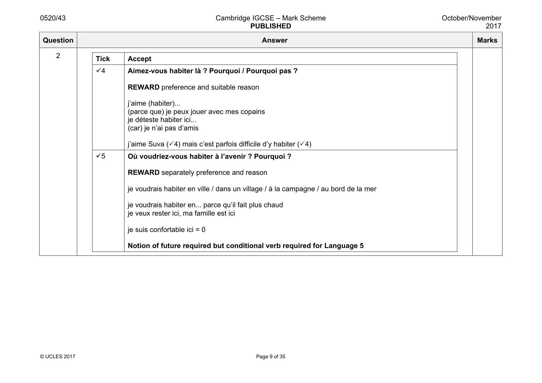 Mark scheme, page 9 of 35