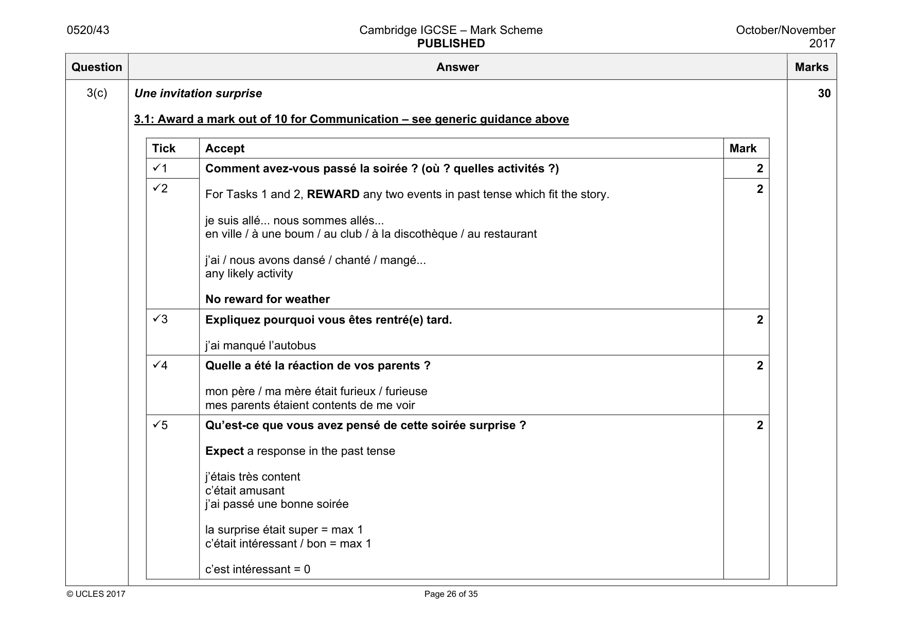 Mark scheme, page 26 of 35