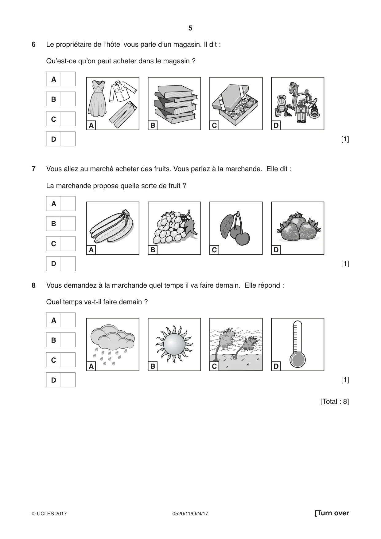 Cambridge IGCSE French - Foreign Language 0520 2017 Oct/Nov Paper 1 · Variant 1 question paper, page 5 of 12