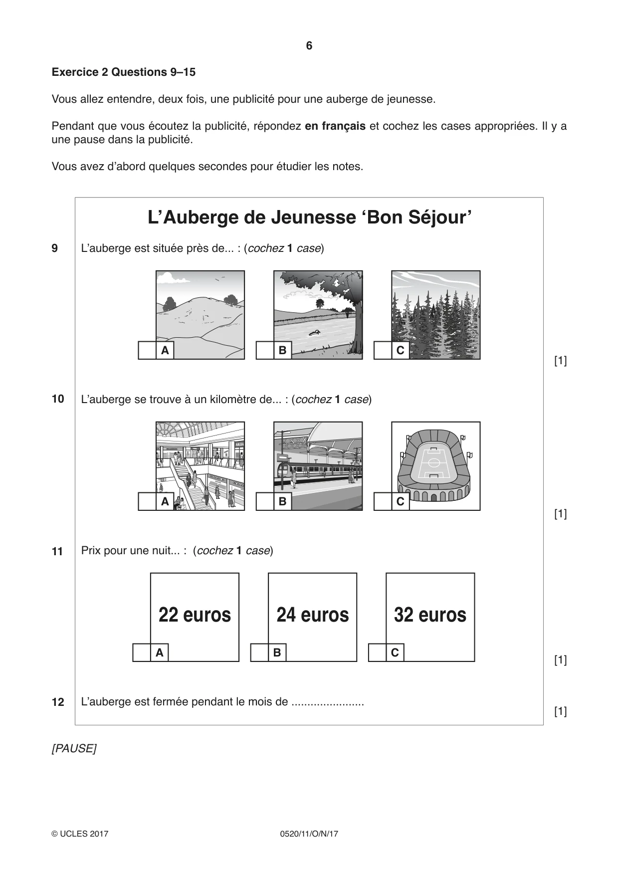 Cambridge IGCSE French - Foreign Language 0520 2017 Oct/Nov Paper 1 · Variant 1 question paper, page 6 of 12