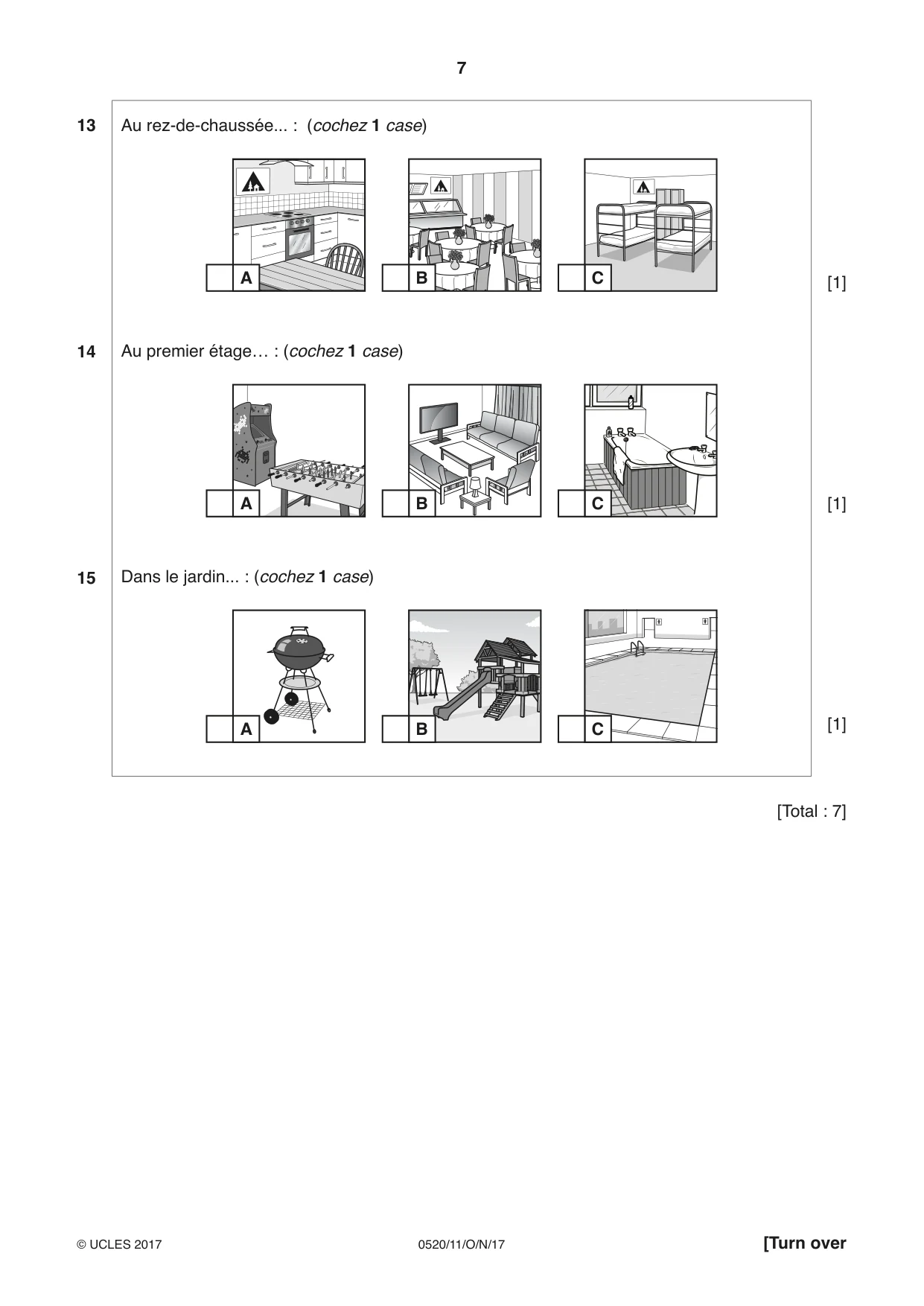 Cambridge IGCSE French - Foreign Language 0520 2017 Oct/Nov Paper 1 · Variant 1 question paper, page 7 of 12