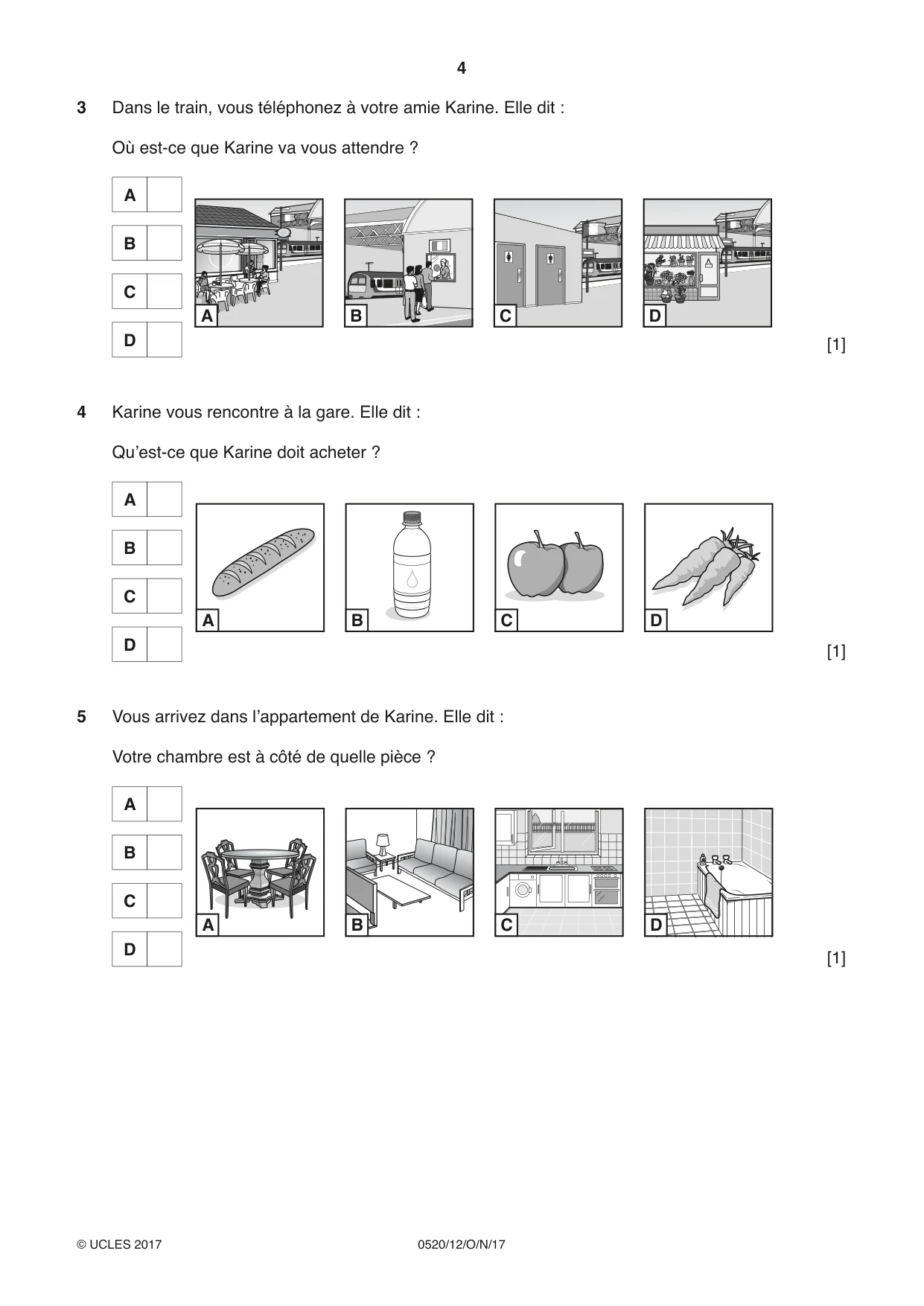 Cambridge IGCSE French - Foreign Language 0520 2017 Oct/Nov Paper 1 · Variant 2 question paper, page 4 of 12
