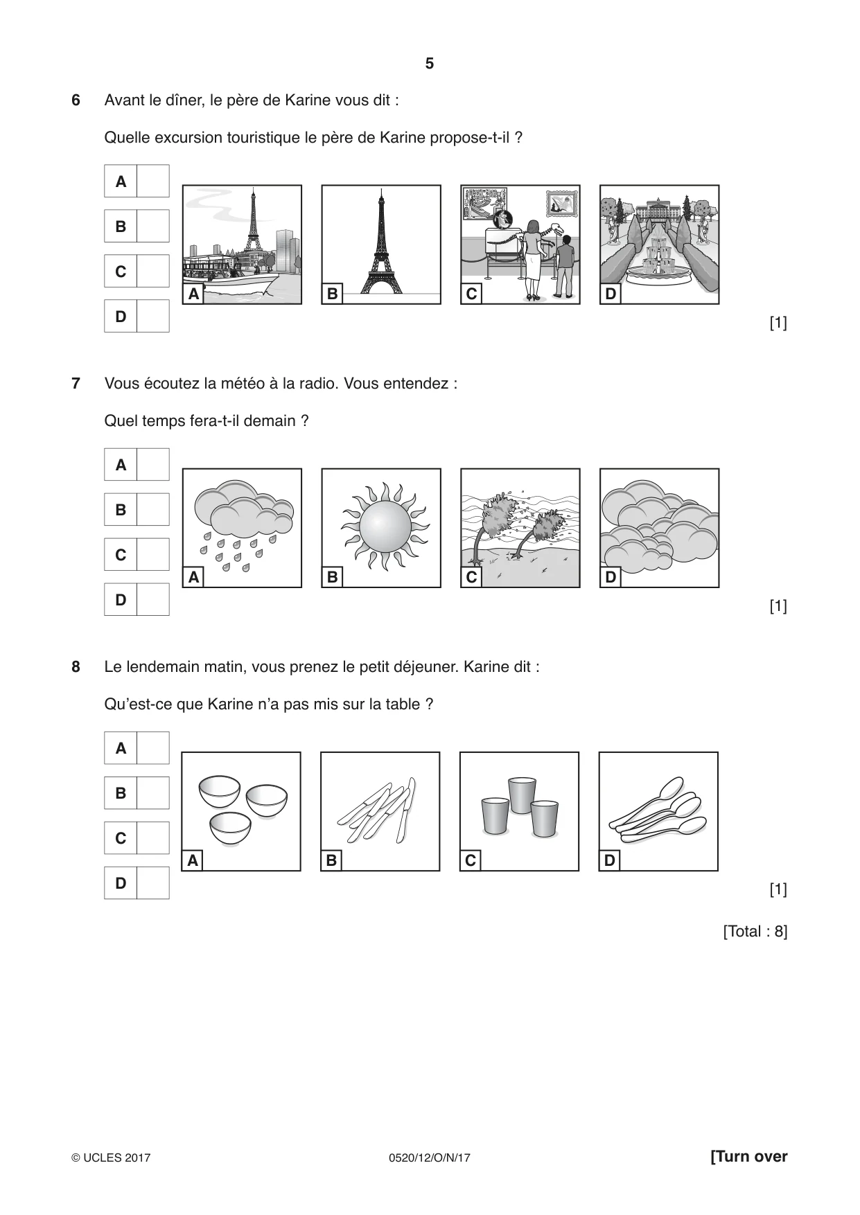 Cambridge IGCSE French - Foreign Language 0520 2017 Oct/Nov Paper 1 · Variant 2 question paper, page 5 of 12