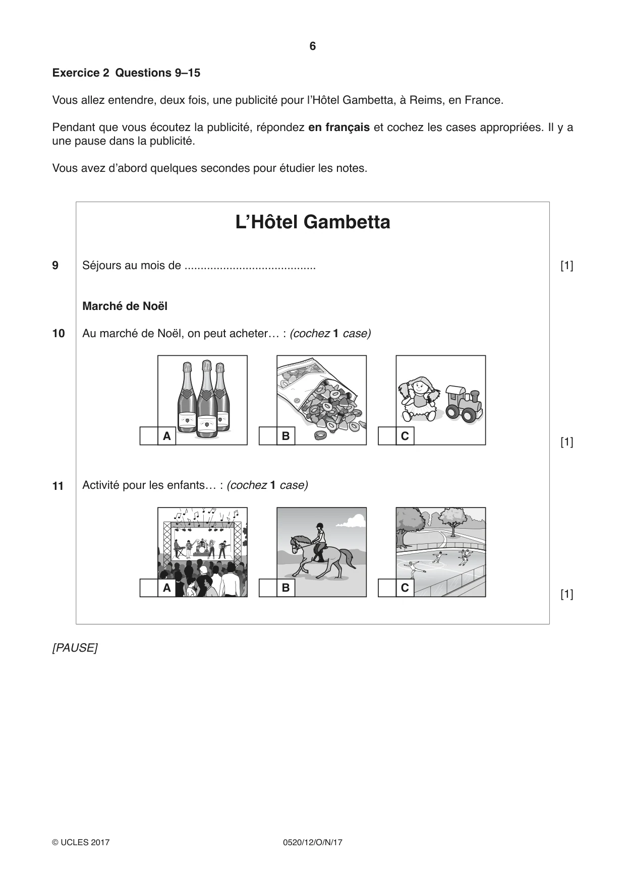 Cambridge IGCSE French - Foreign Language 0520 2017 Oct/Nov Paper 1 · Variant 2 question paper, page 6 of 12