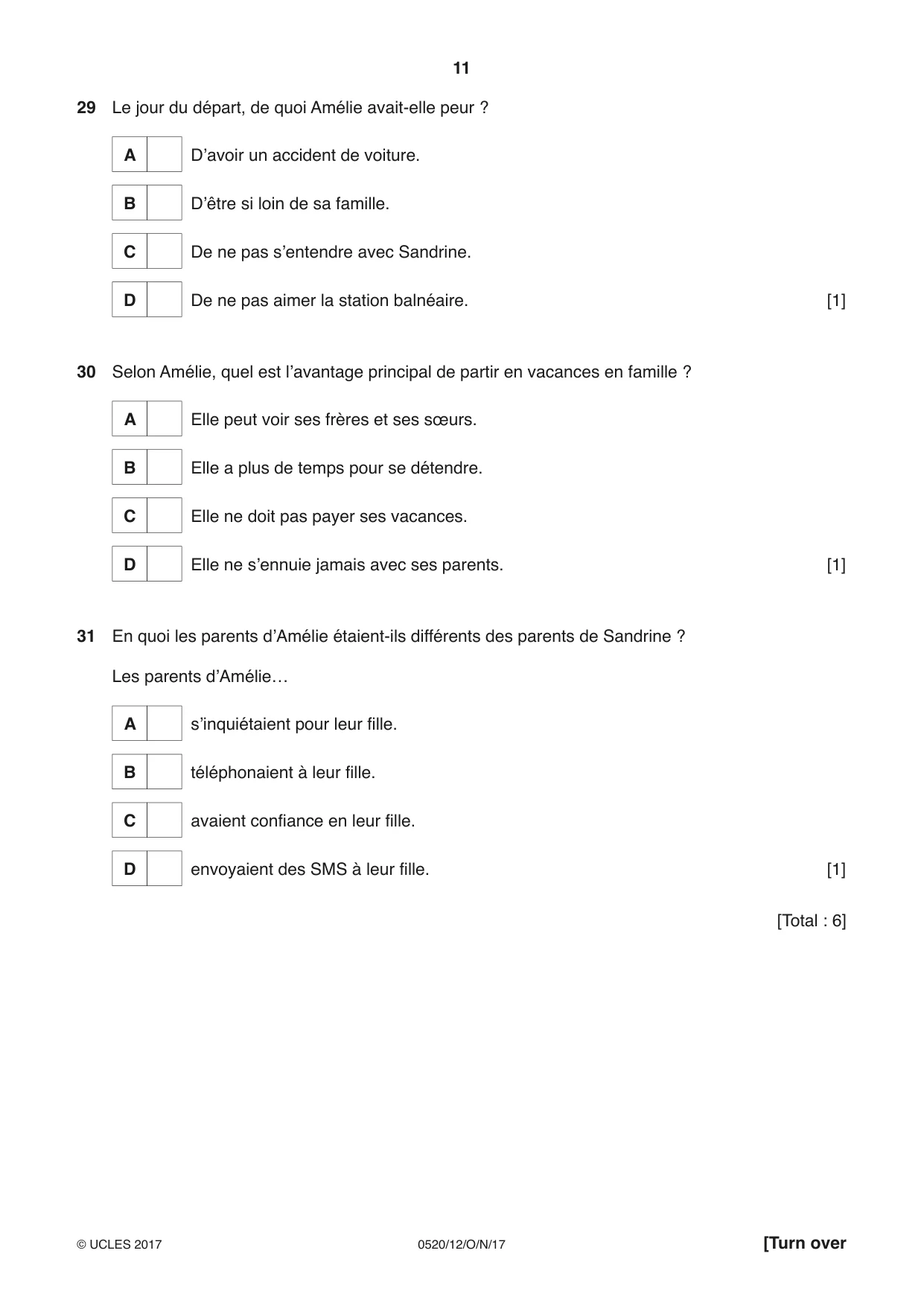 Cambridge IGCSE French - Foreign Language 0520 2017 Oct/Nov Paper 1 · Variant 2 question paper, page 11 of 12