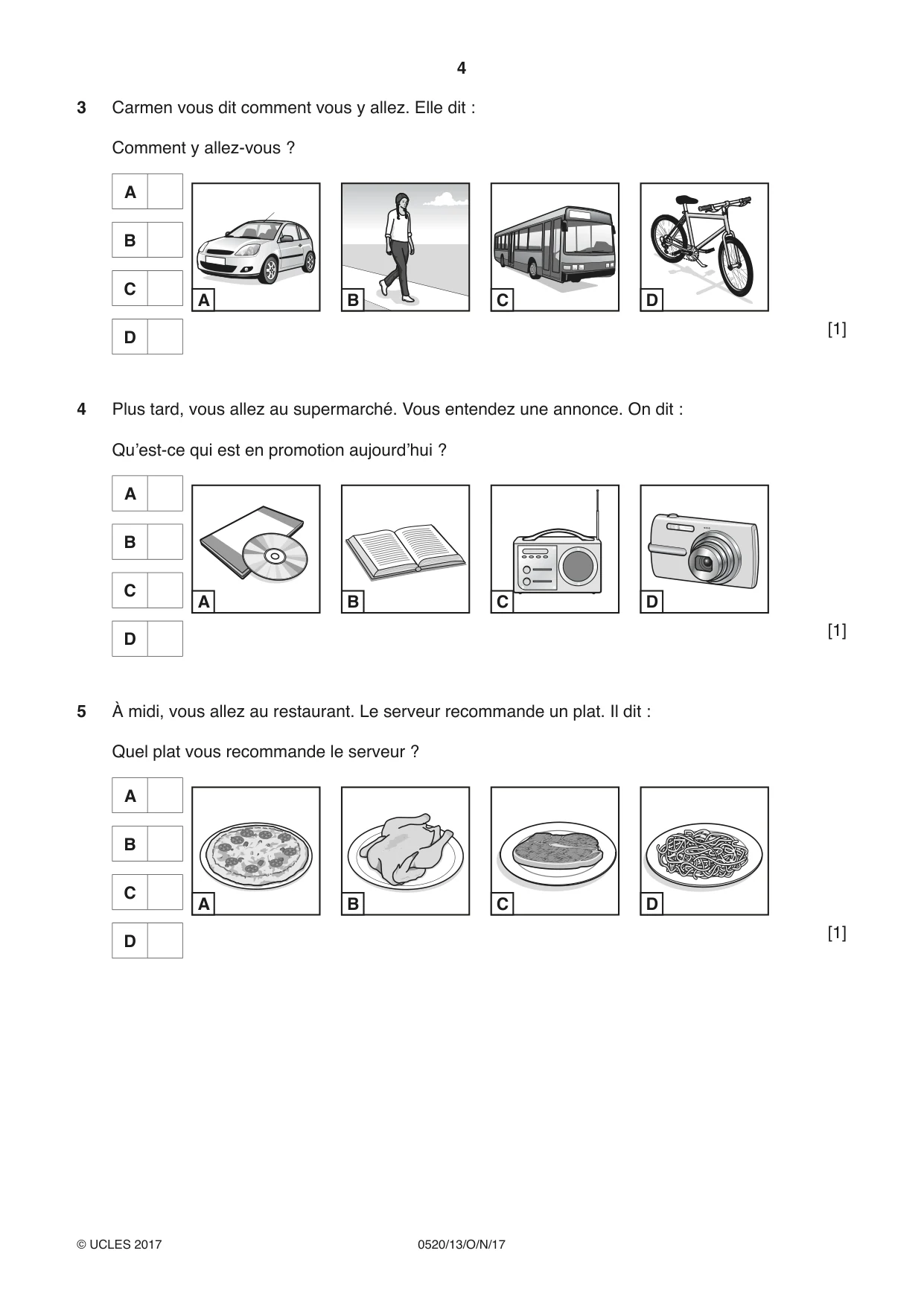 Cambridge IGCSE French - Foreign Language 0520 2017 Oct/Nov Paper 1 · Variant 3 question paper, page 4 of 12