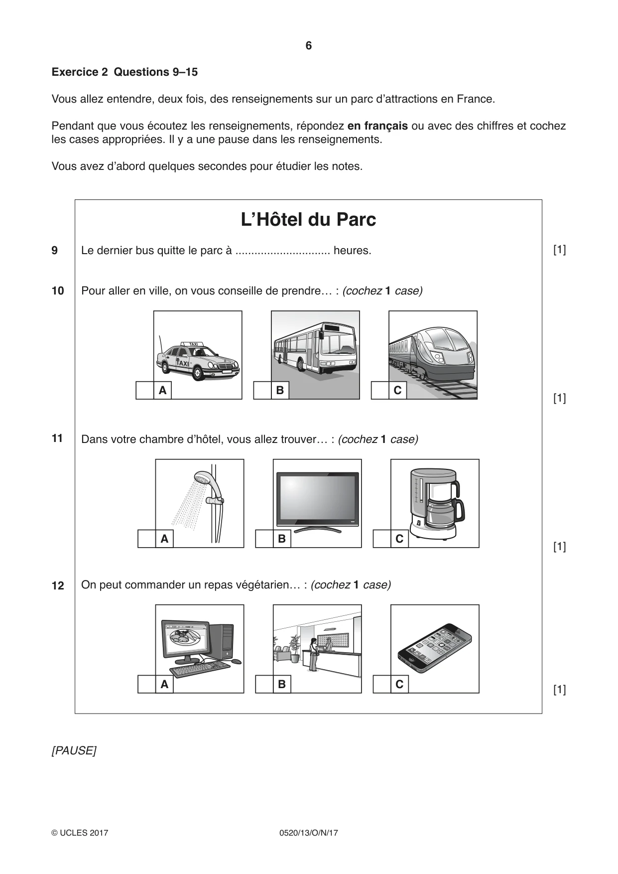 Cambridge IGCSE French - Foreign Language 0520 2017 Oct/Nov Paper 1 · Variant 3 question paper, page 6 of 12