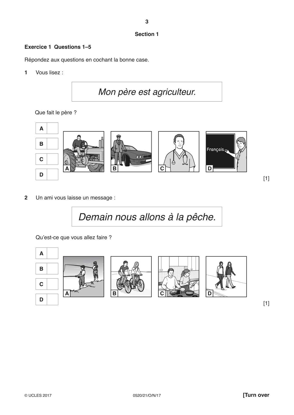 Cambridge IGCSE French - Foreign Language 0520 2017 Oct/Nov Paper 2 · Variant 1 question paper, page 3 of 16