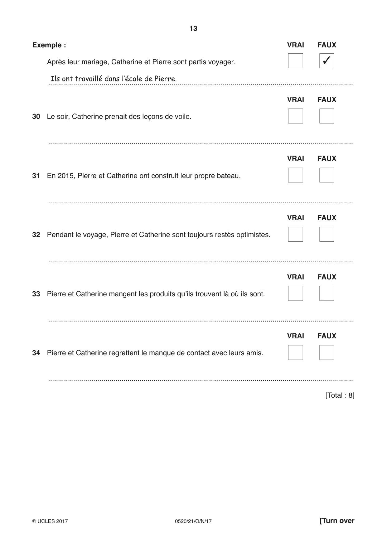 Cambridge IGCSE French - Foreign Language 0520 2017 Oct/Nov Paper 2 · Variant 1 question paper, page 13 of 16