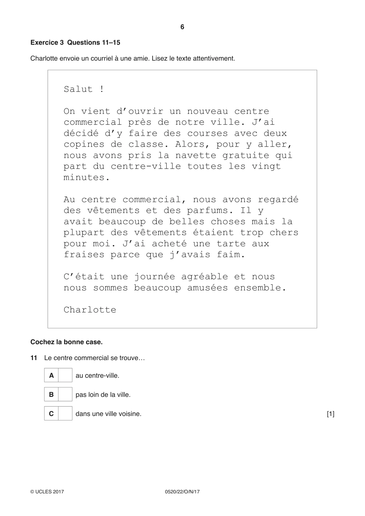 Cambridge IGCSE French - Foreign Language 0520 2017 Oct/Nov Paper 2 · Variant 2 question paper, page 6 of 16