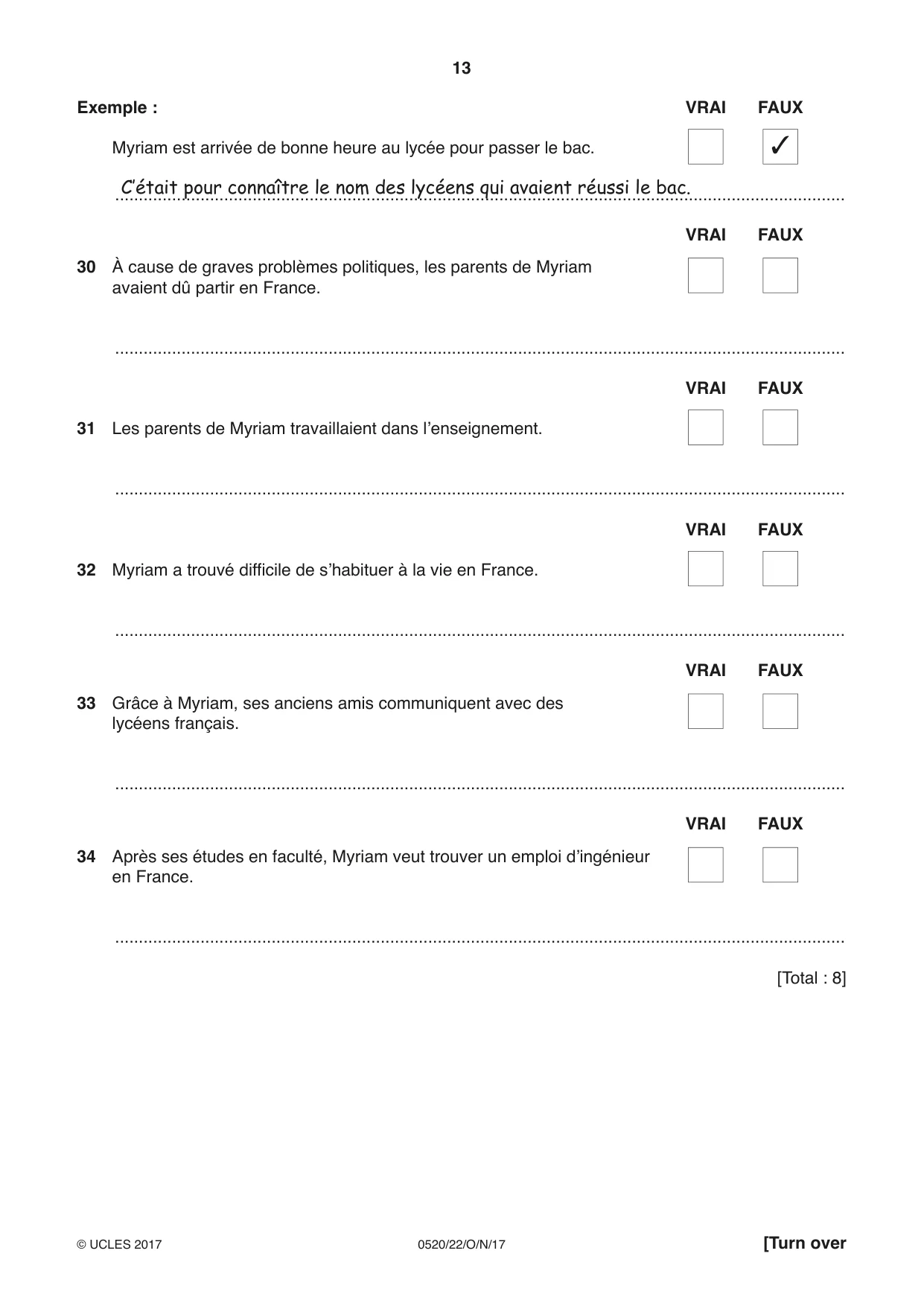 Cambridge IGCSE French - Foreign Language 0520 2017 Oct/Nov Paper 2 · Variant 2 question paper, page 13 of 16