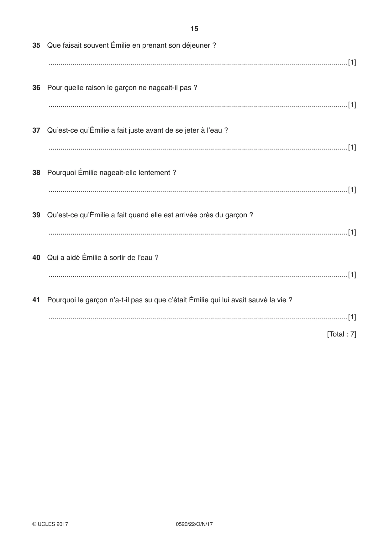 Cambridge IGCSE French - Foreign Language 0520 2017 Oct/Nov Paper 2 · Variant 2 question paper, page 15 of 16