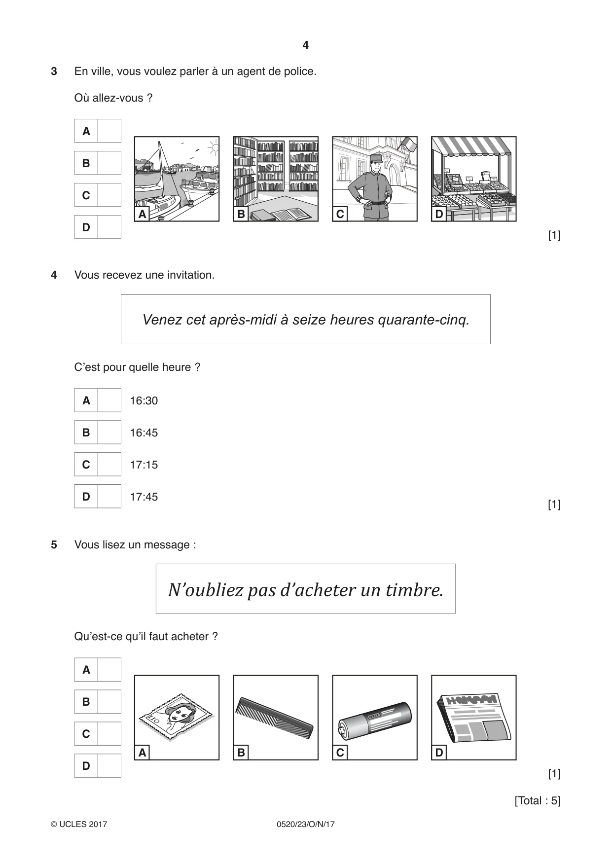 Cambridge IGCSE French - Foreign Language 0520 2017 Oct/Nov Paper 2 · Variant 3 question paper, page 4 of 16