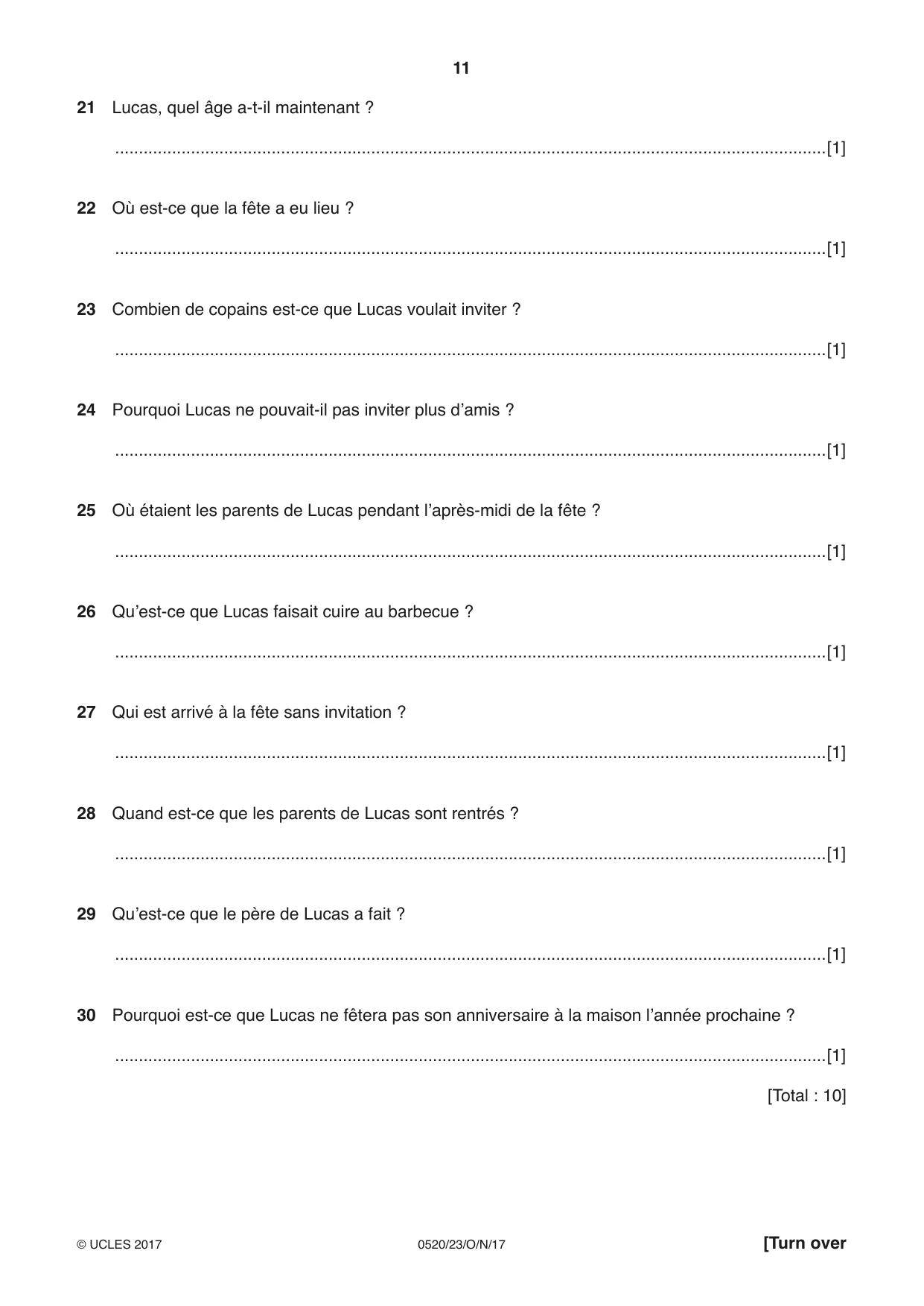 Cambridge IGCSE French - Foreign Language 0520 2017 Oct/Nov Paper 2 · Variant 3 question paper, page 11 of 16