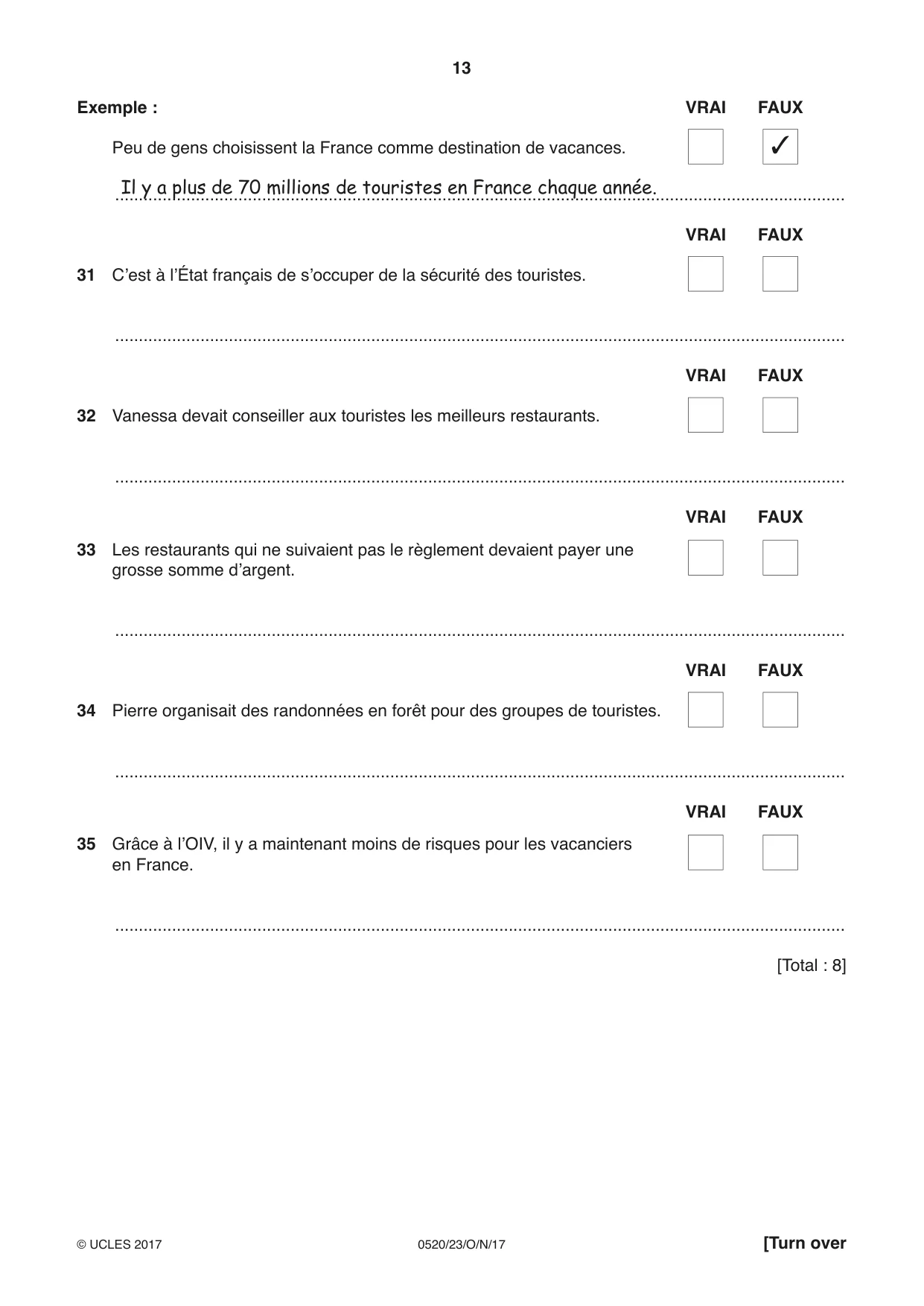 Cambridge IGCSE French - Foreign Language 0520 2017 Oct/Nov Paper 2 · Variant 3 question paper, page 13 of 16