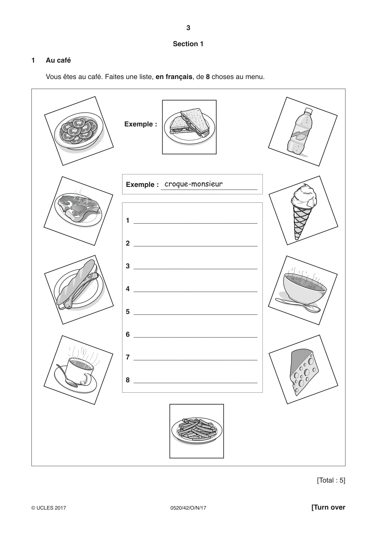 Cambridge IGCSE French - Foreign Language 0520 2017 Oct/Nov Paper 4 · Variant 2 question paper, page 3 of 8