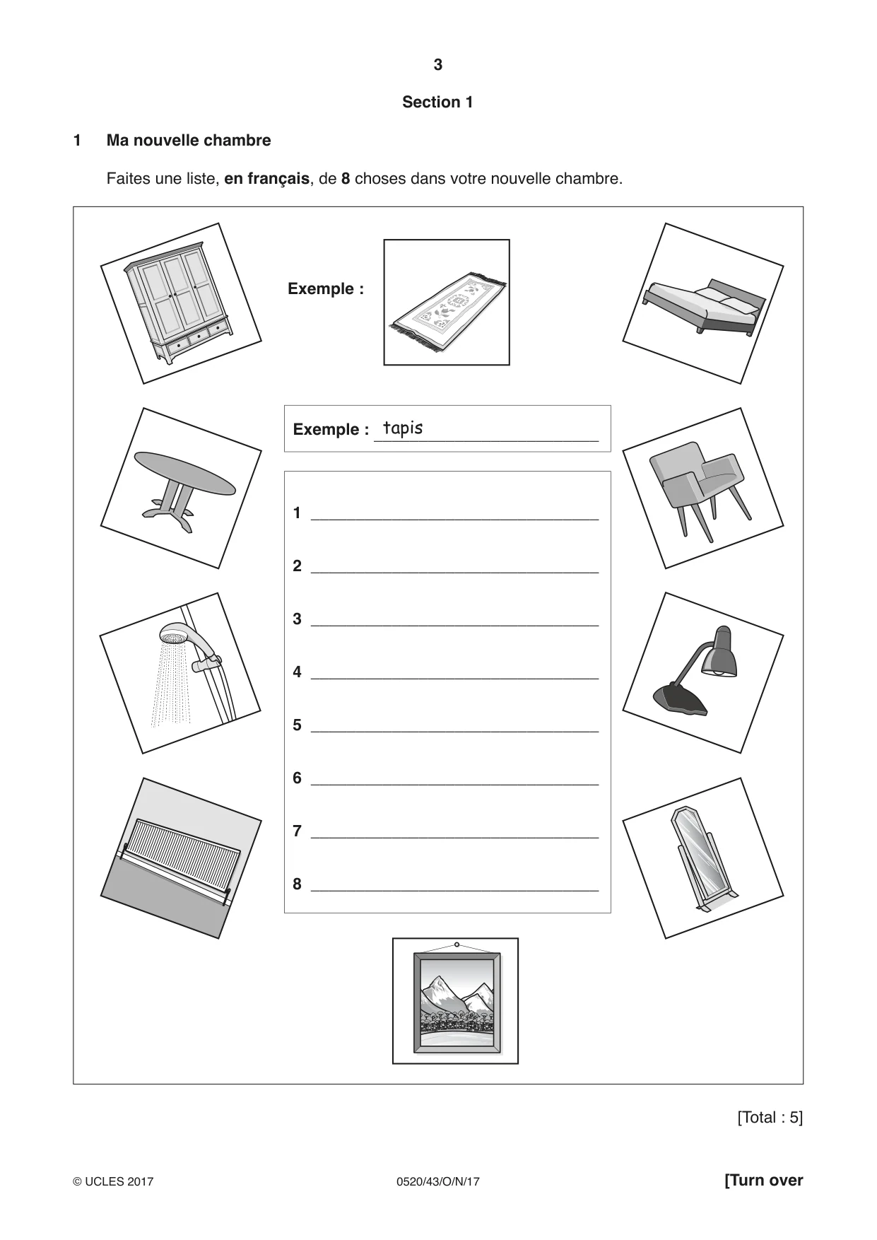 Cambridge IGCSE French - Foreign Language 0520 2017 Oct/Nov Paper 4 · Variant 3 question paper, page 3 of 8