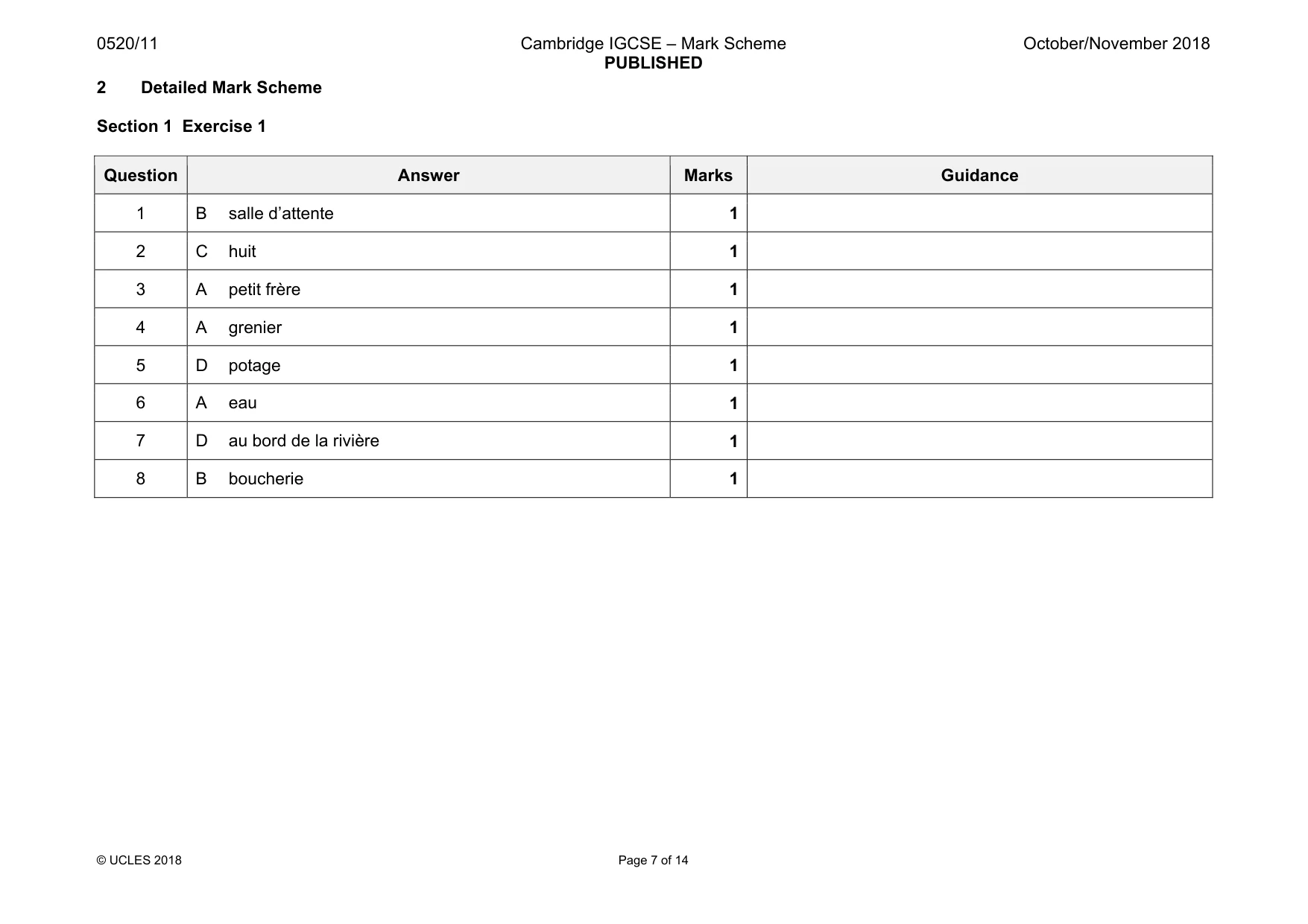 Mark scheme, page 7 of 14