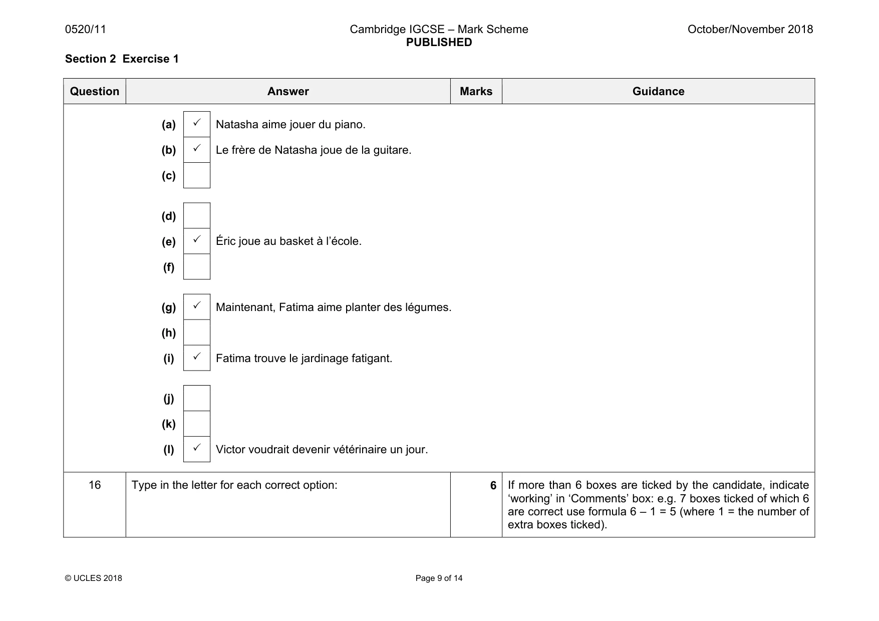 Mark scheme, page 9 of 14