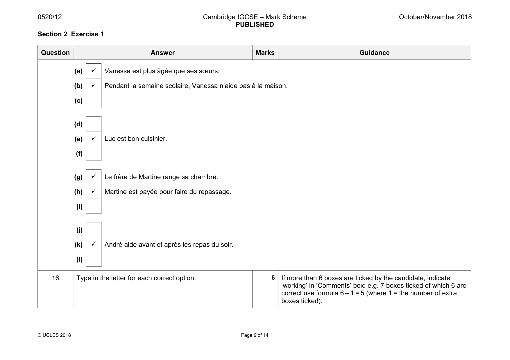 Mark scheme, page 9 of 14