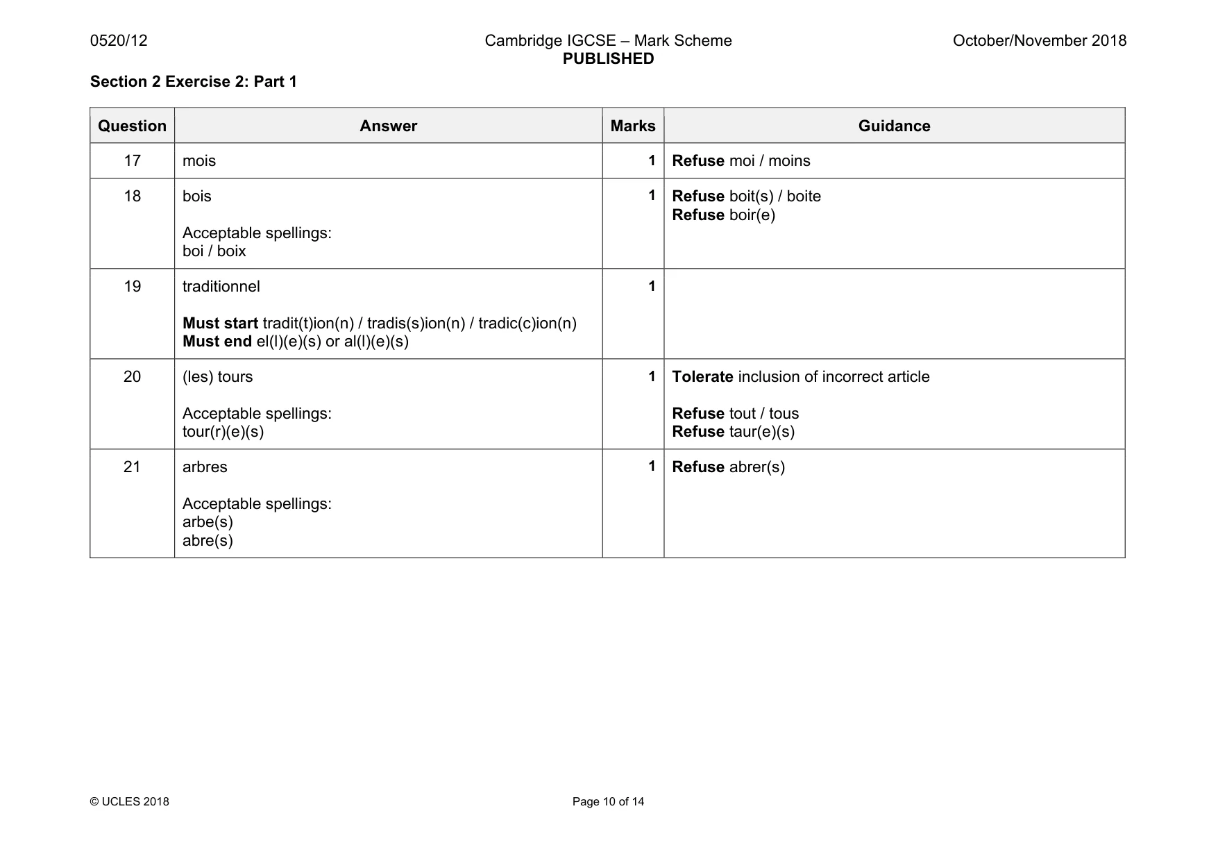 Mark scheme, page 10 of 14