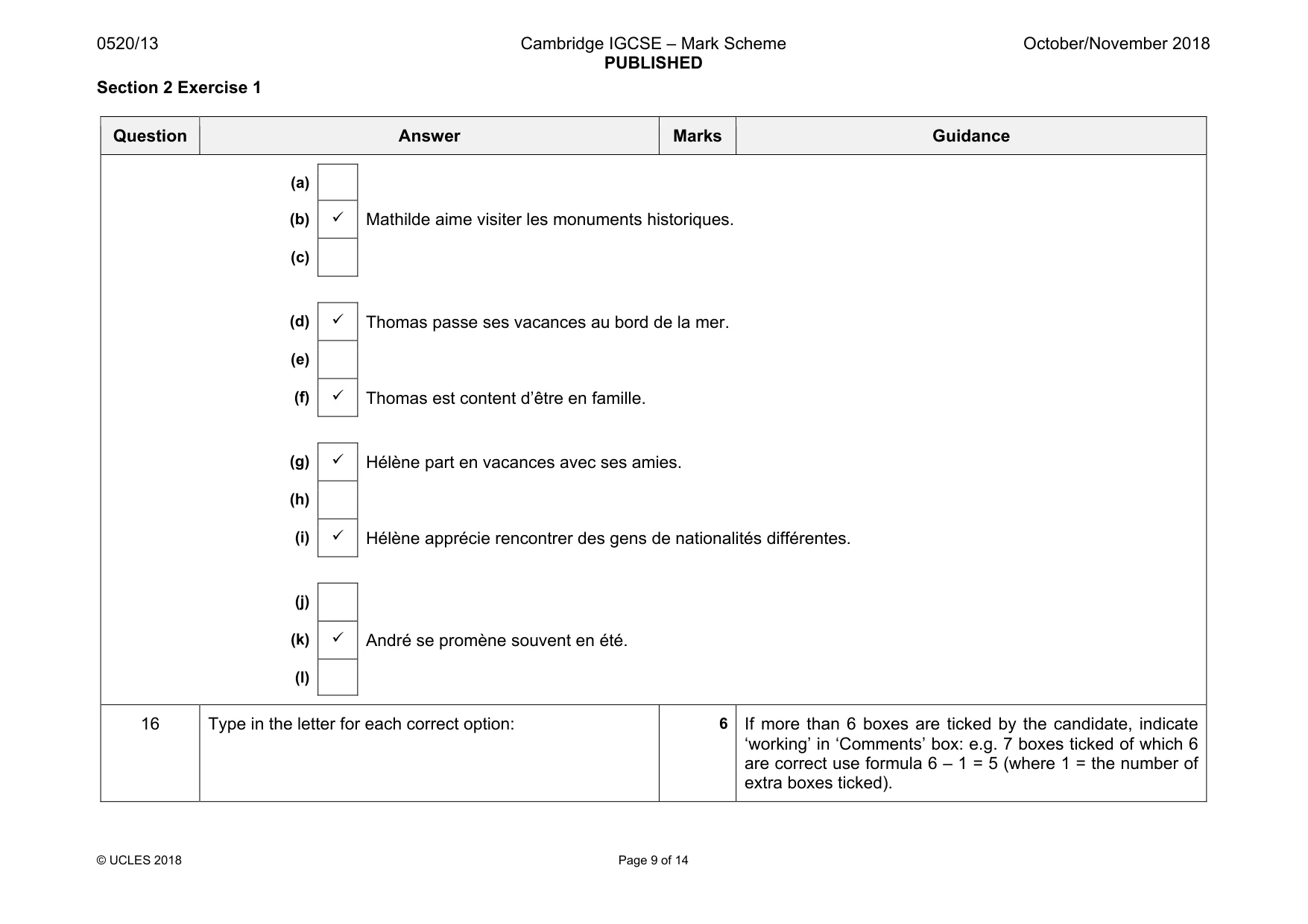 Mark scheme, page 9 of 14