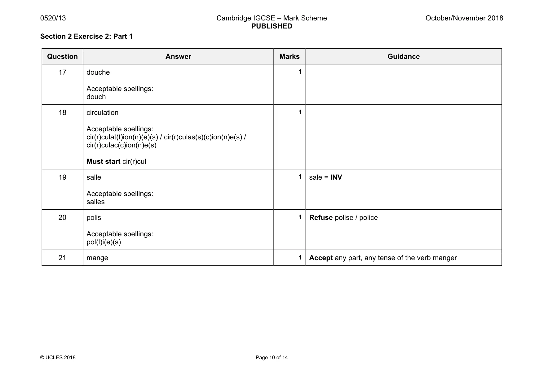Mark scheme, page 10 of 14