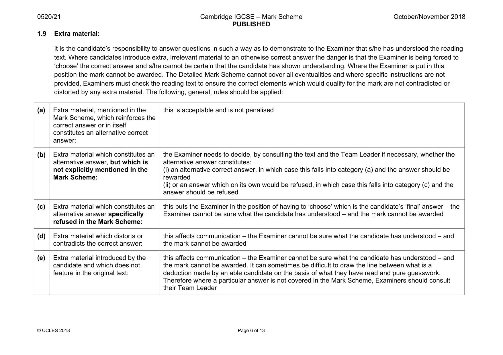 Mark scheme, page 6 of 13