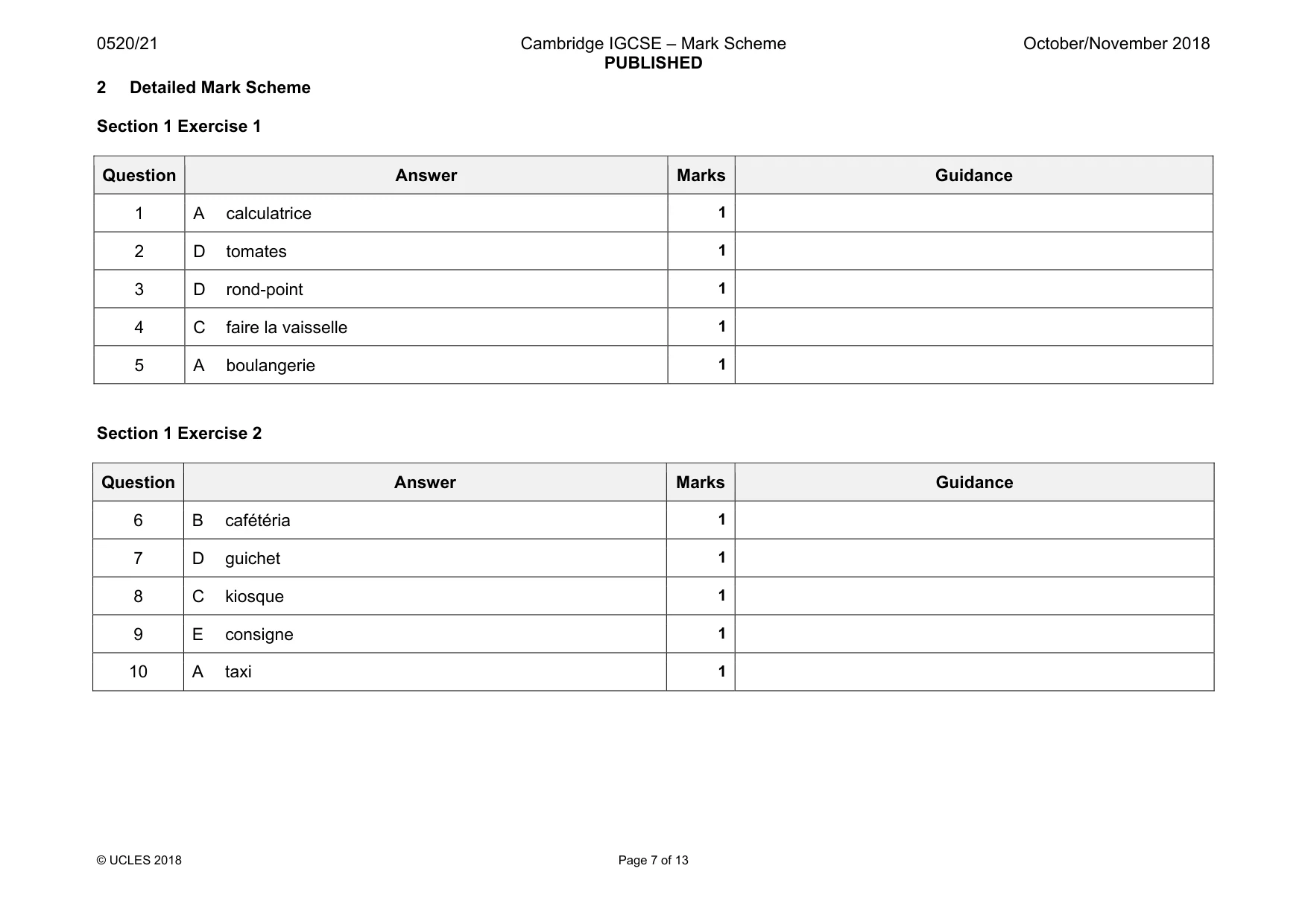 Mark scheme, page 7 of 13
