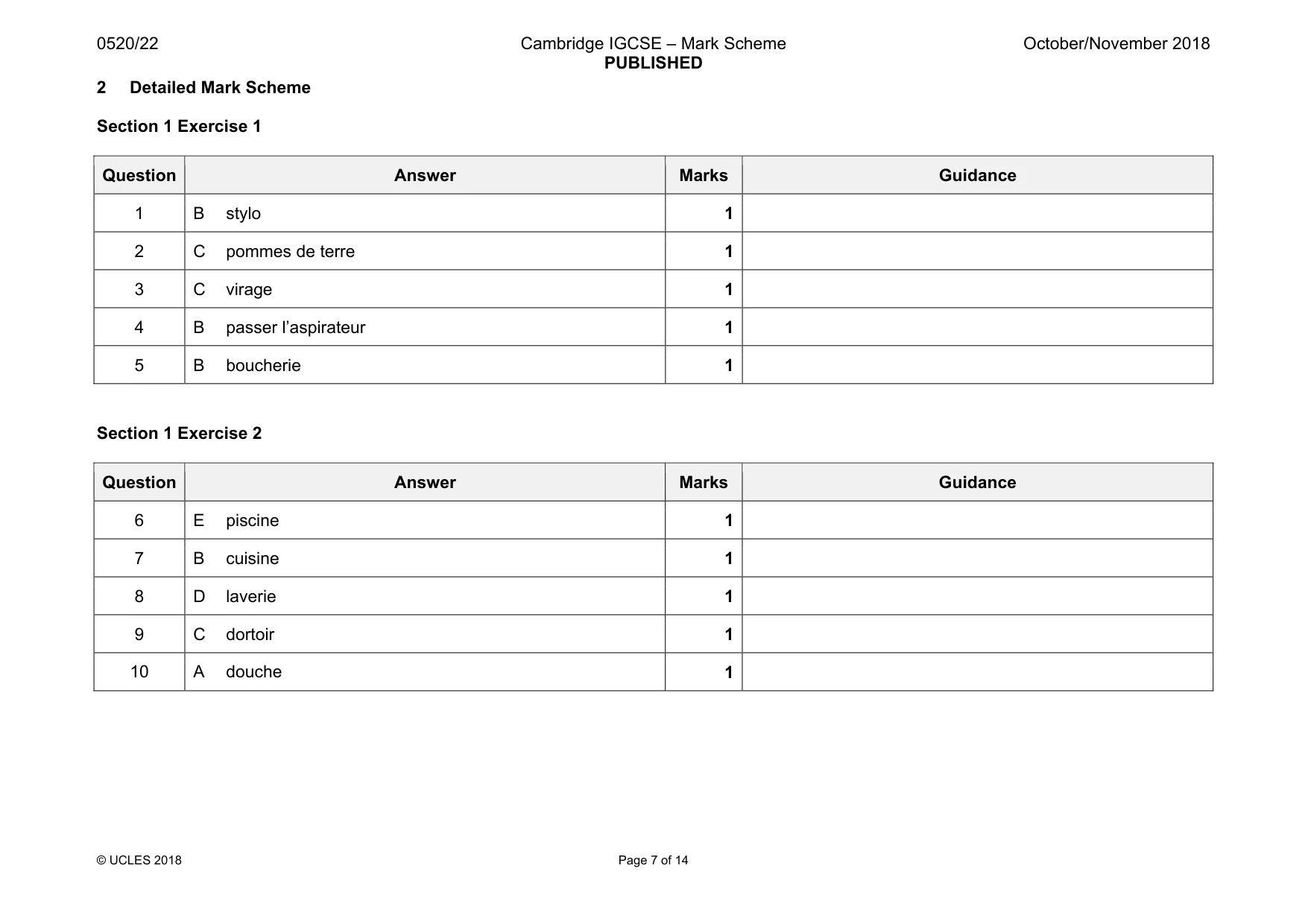 Mark scheme, page 7 of 14