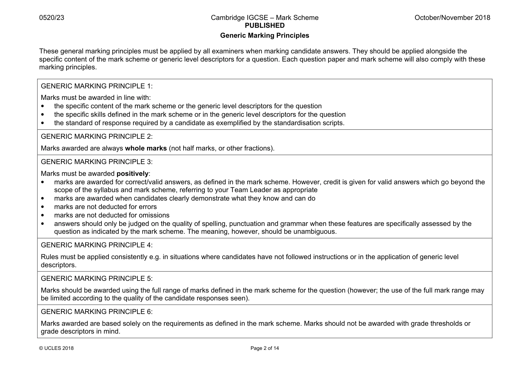 Mark scheme, page 2 of 14