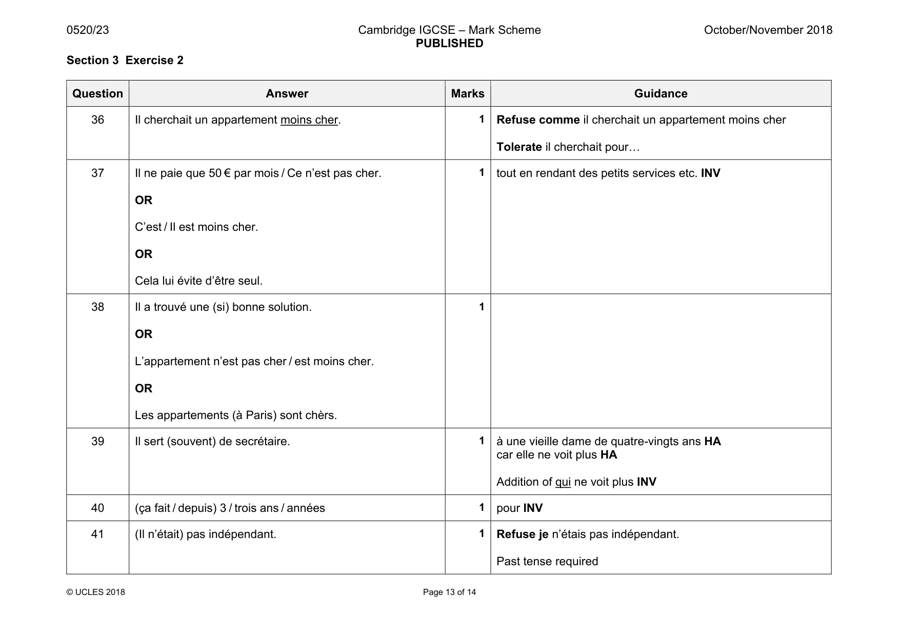 Mark scheme, page 13 of 14